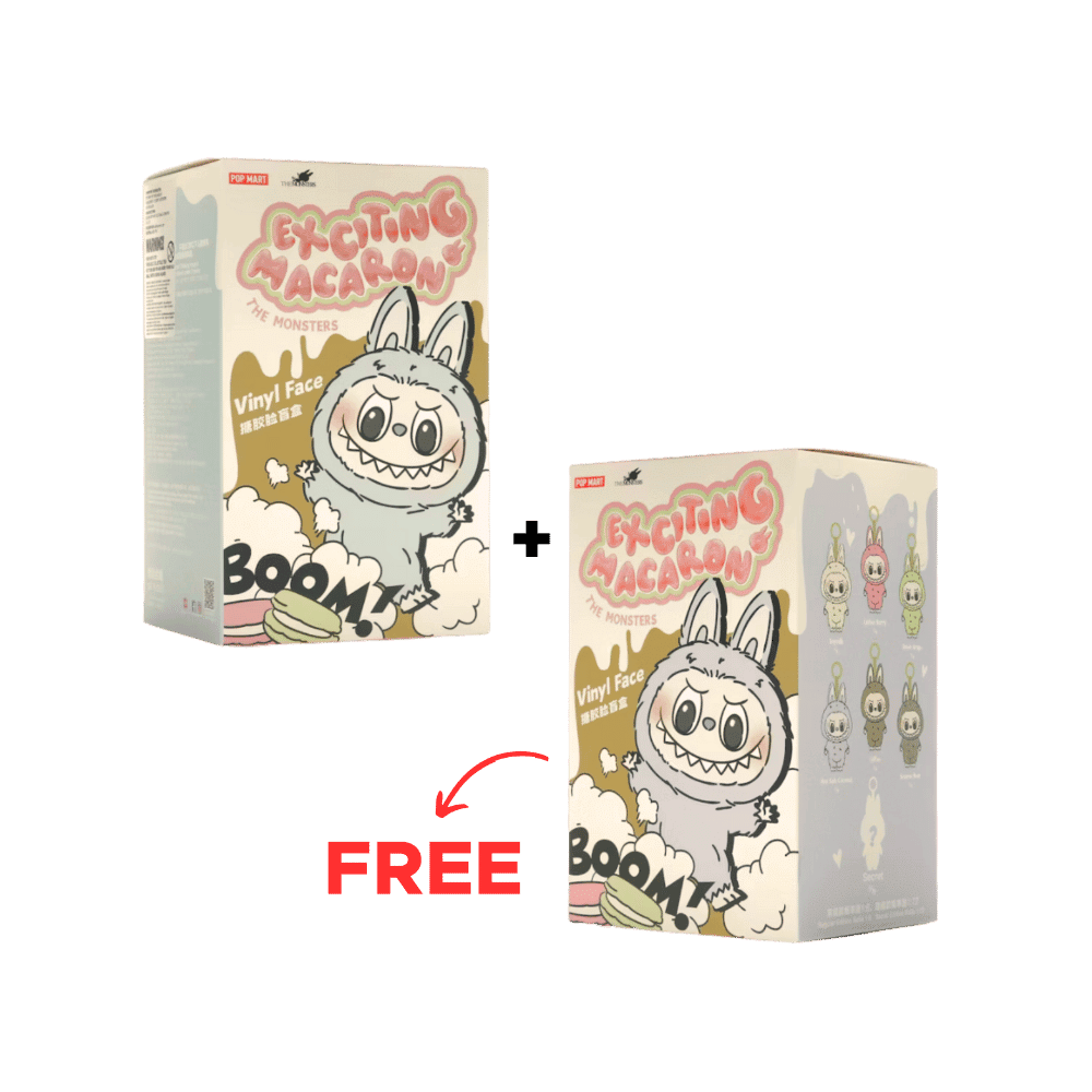Pop Mart (Labubu) BUY 1 GET 1 FREE - Pop Mart Labubu The Monsters Tasty Macarons Vinyl Face Sealed Case Pack of 1