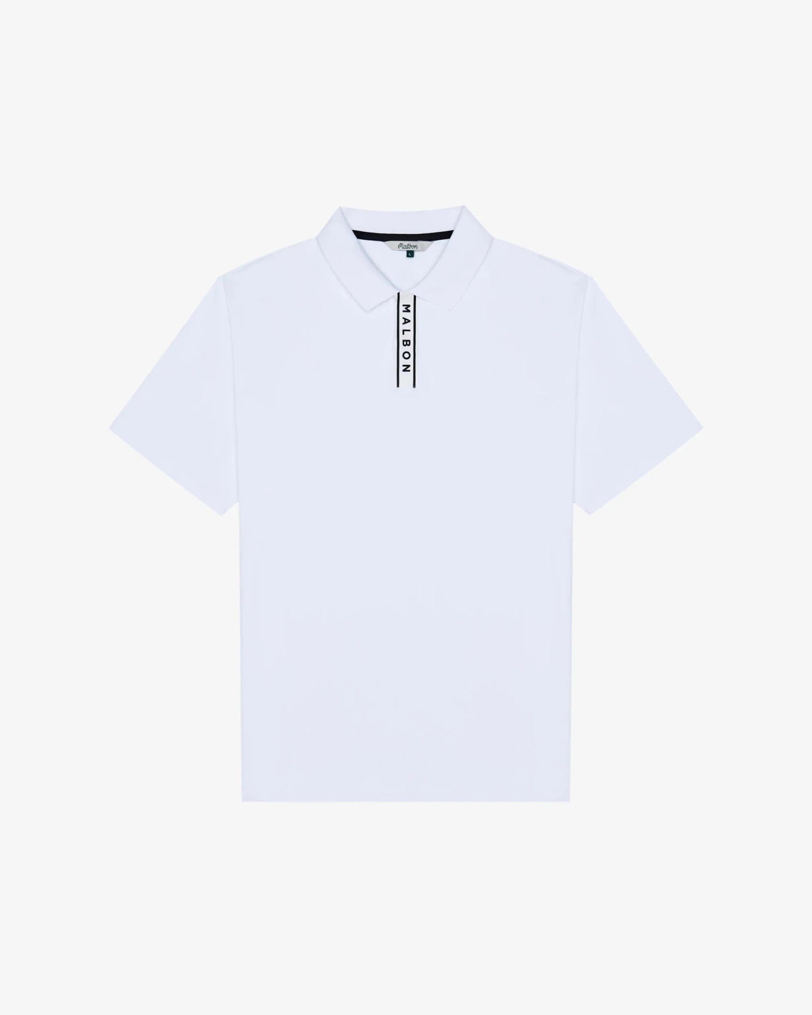 Malbon Golf Malbon Block Placket Polo White – Golf Lifestyle Polo