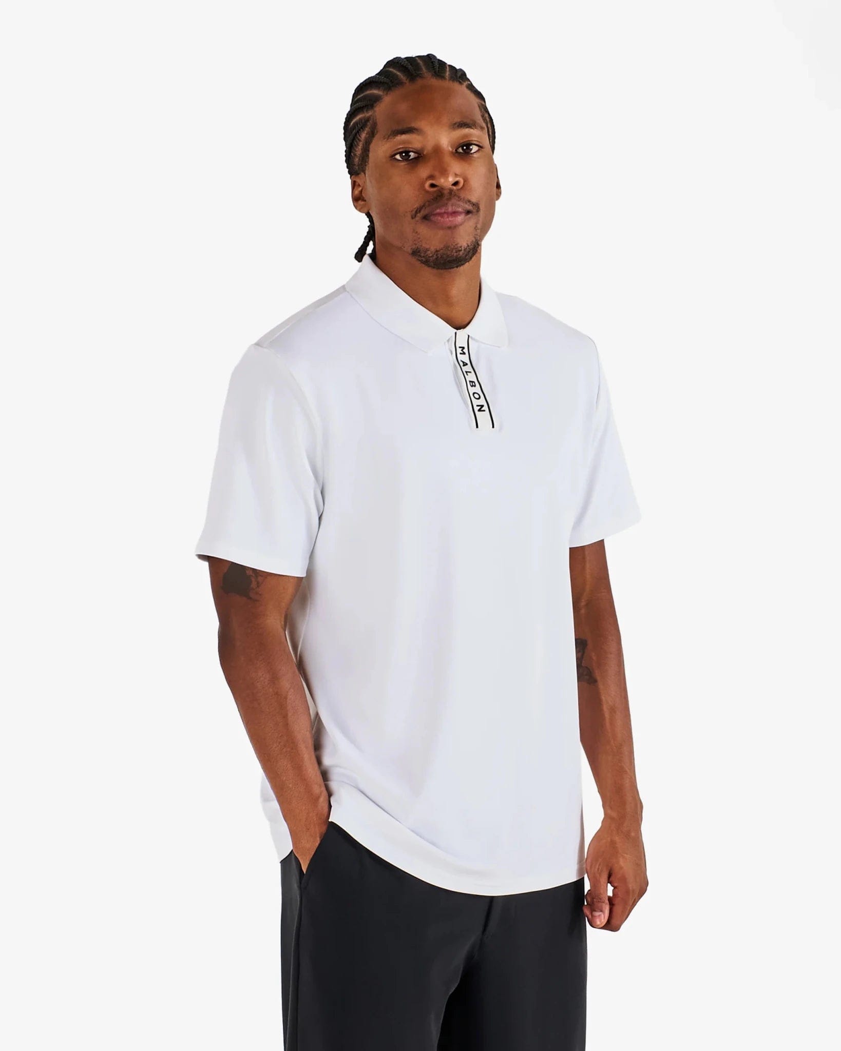 Malbon Golf Malbon Block Placket Polo White – Golf Lifestyle Polo