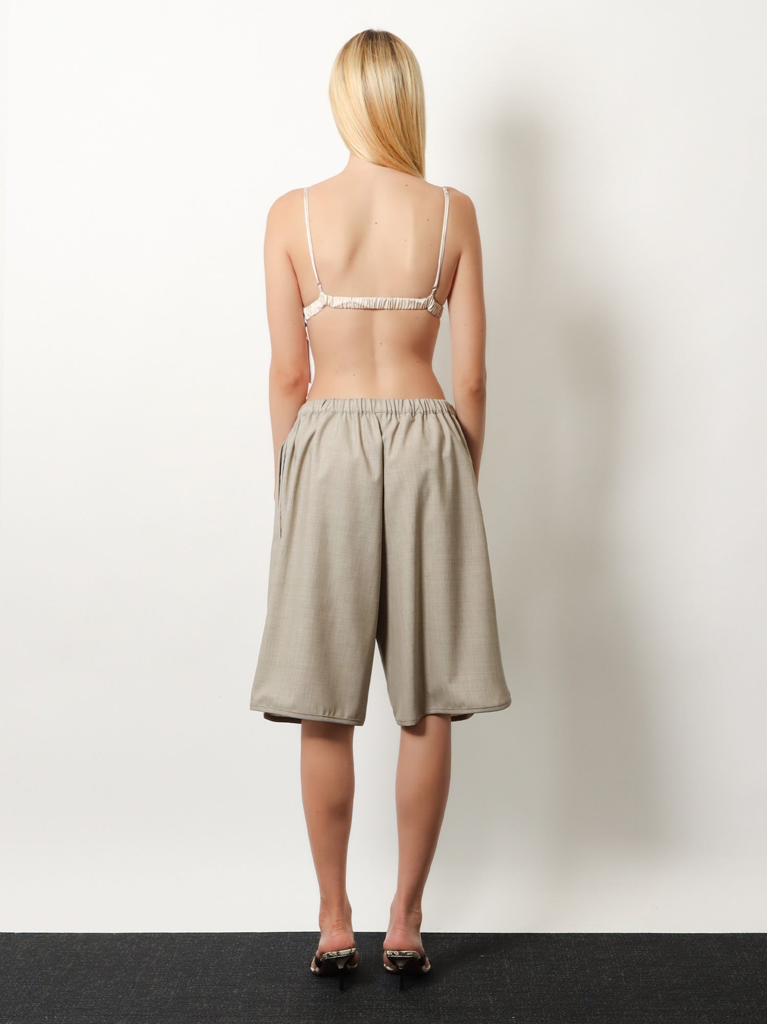 THE Frankie SHOP Nelis mélange virgin wool bermuda shorts