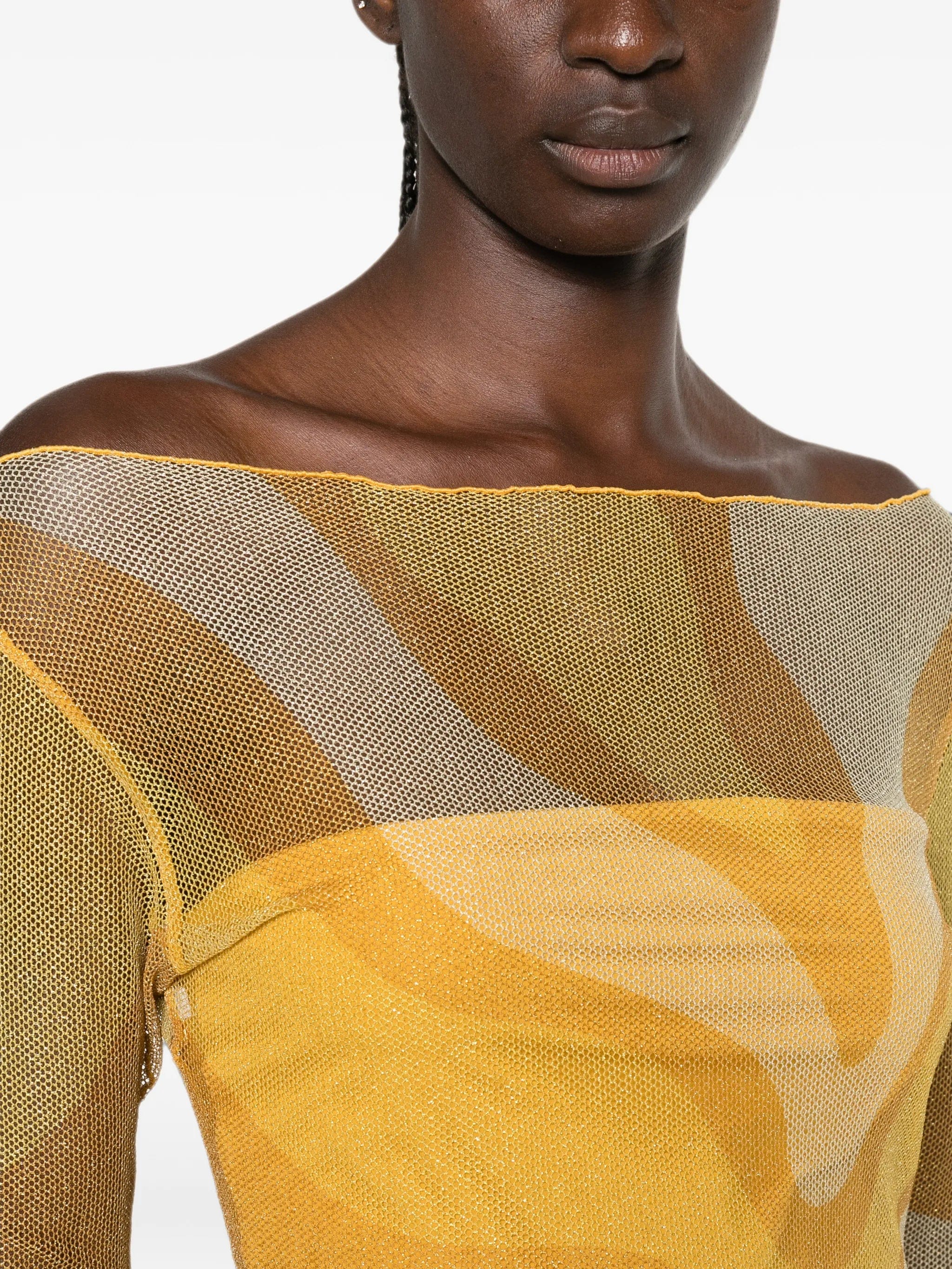 Cala de la Cruz Ursa fishnet long - sleeve midi dress