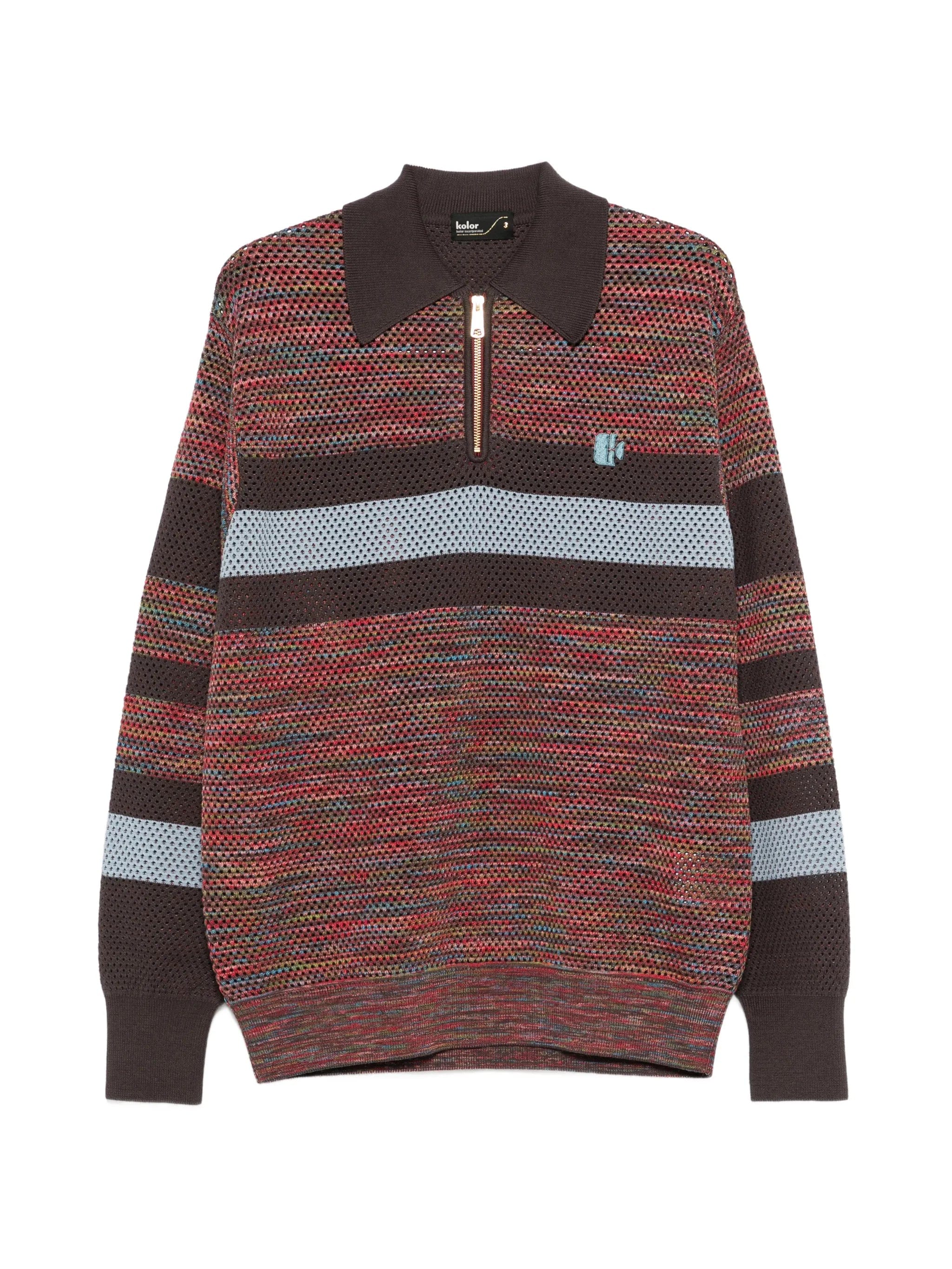 Kolor striped zip - up sweater