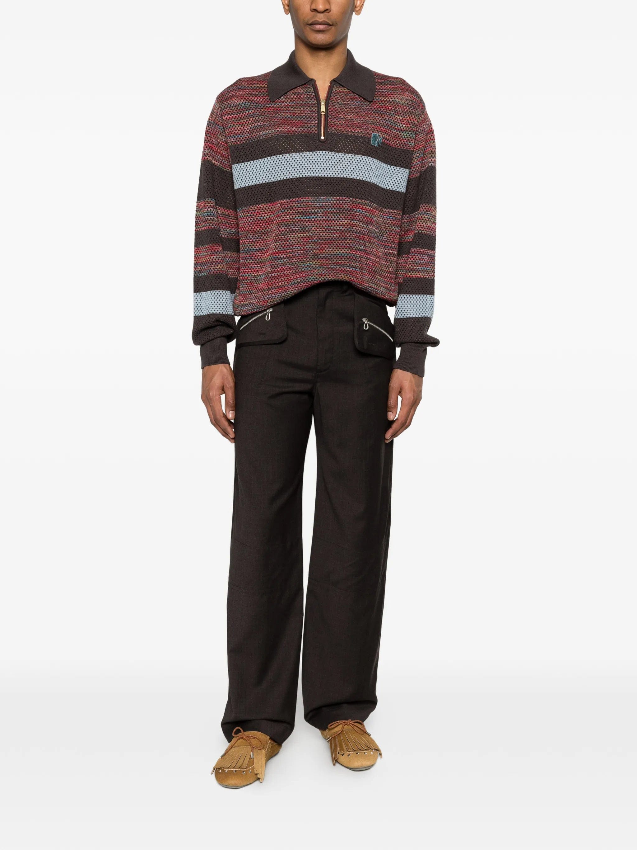 Kolor striped zip - up sweater
