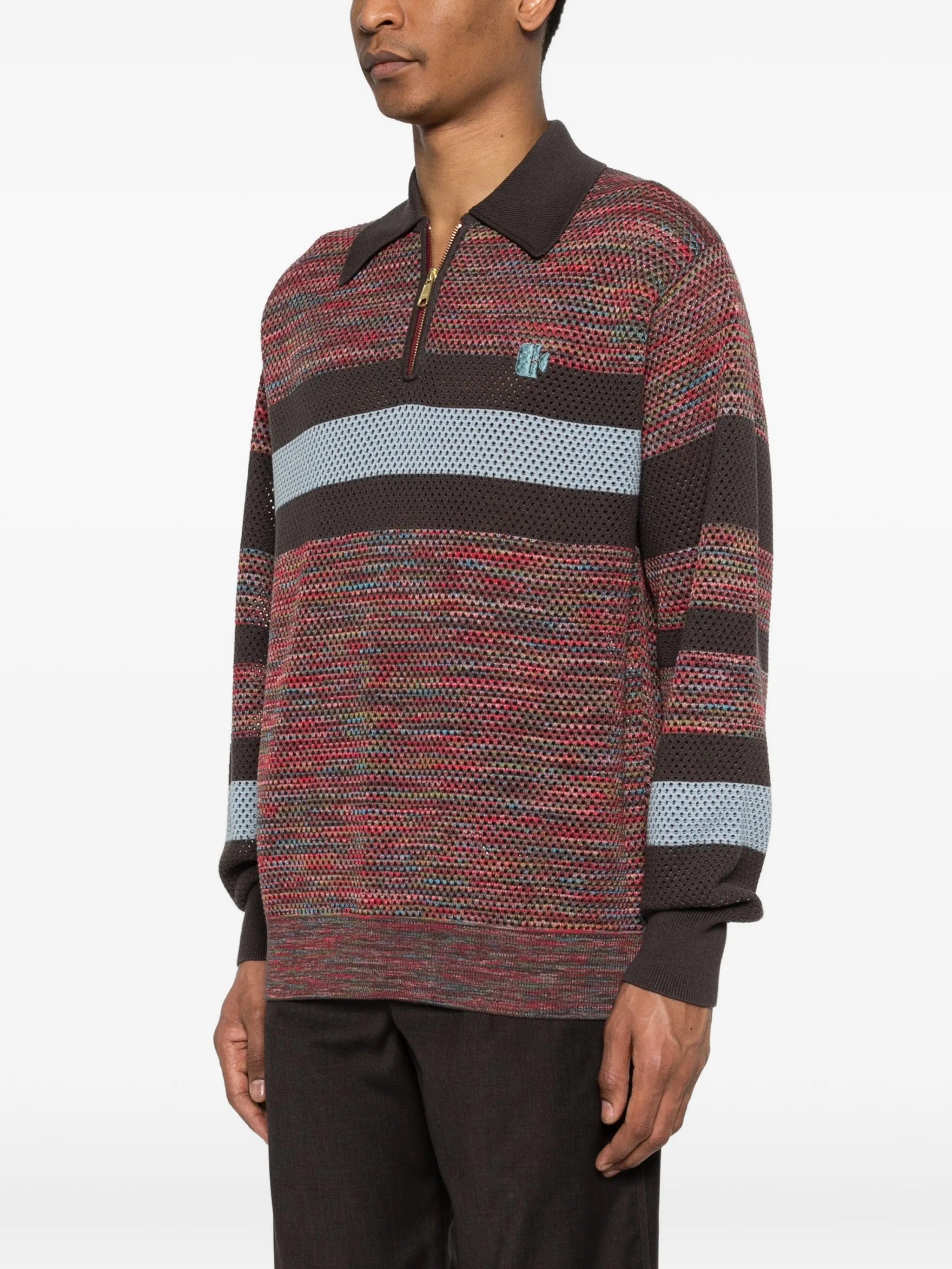 Kolor striped zip - up sweater
