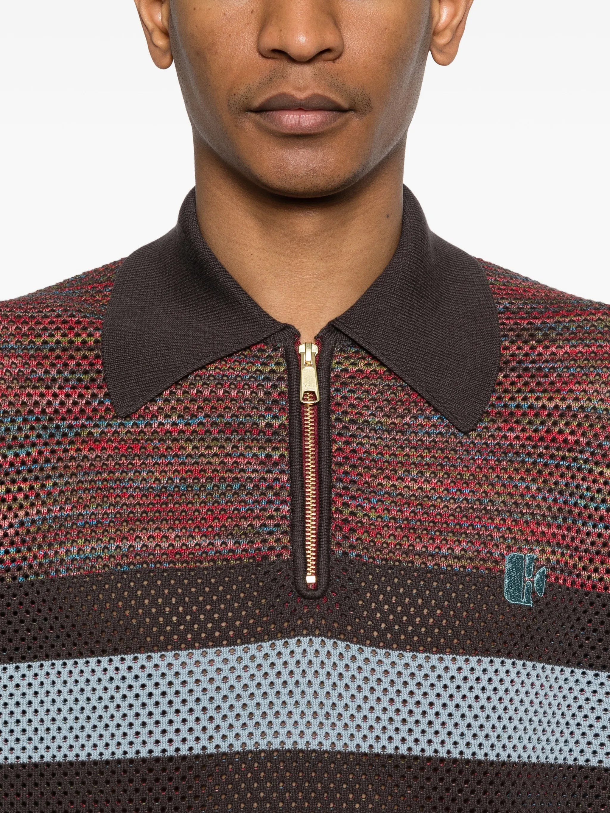 Kolor striped zip - up sweater