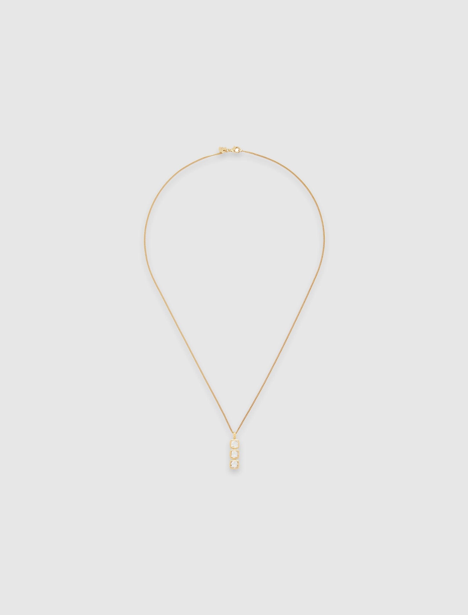 TOM WOOD MINI CUSHION PENDANT WHITE CRYSTAL GOLD