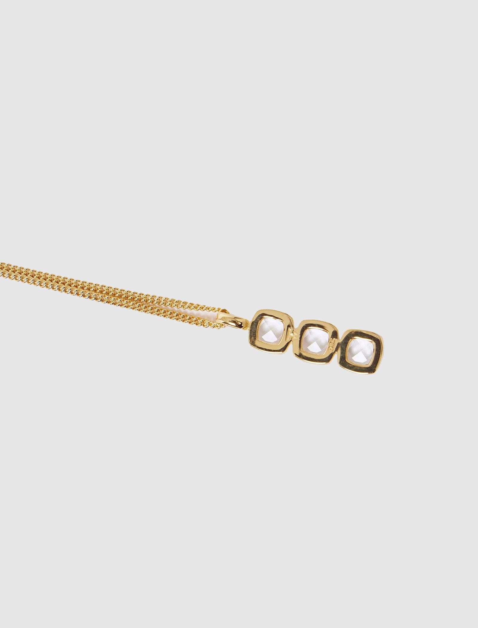 TOM WOOD MINI CUSHION PENDANT WHITE CRYSTAL GOLD