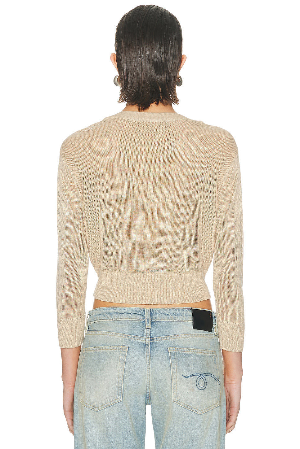 R13 3/4 Sleeve Twisted Front Cardigan