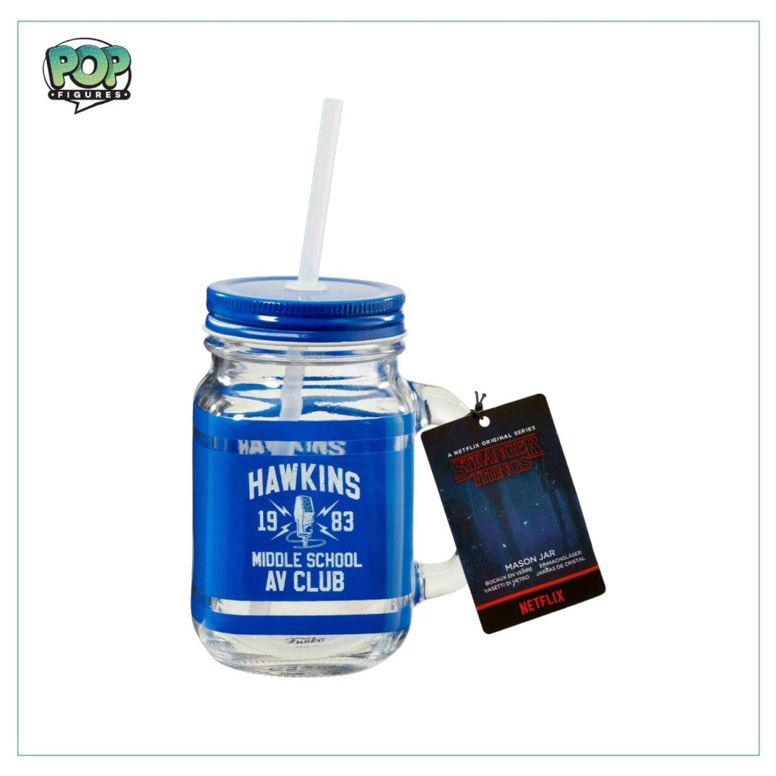 Stranger Things Hawkins Middle School Mason Jar with Straw - Stranger Things