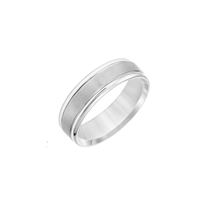 WHITE* Fink's 14K White Gold Flat Round Edge Engraved Band