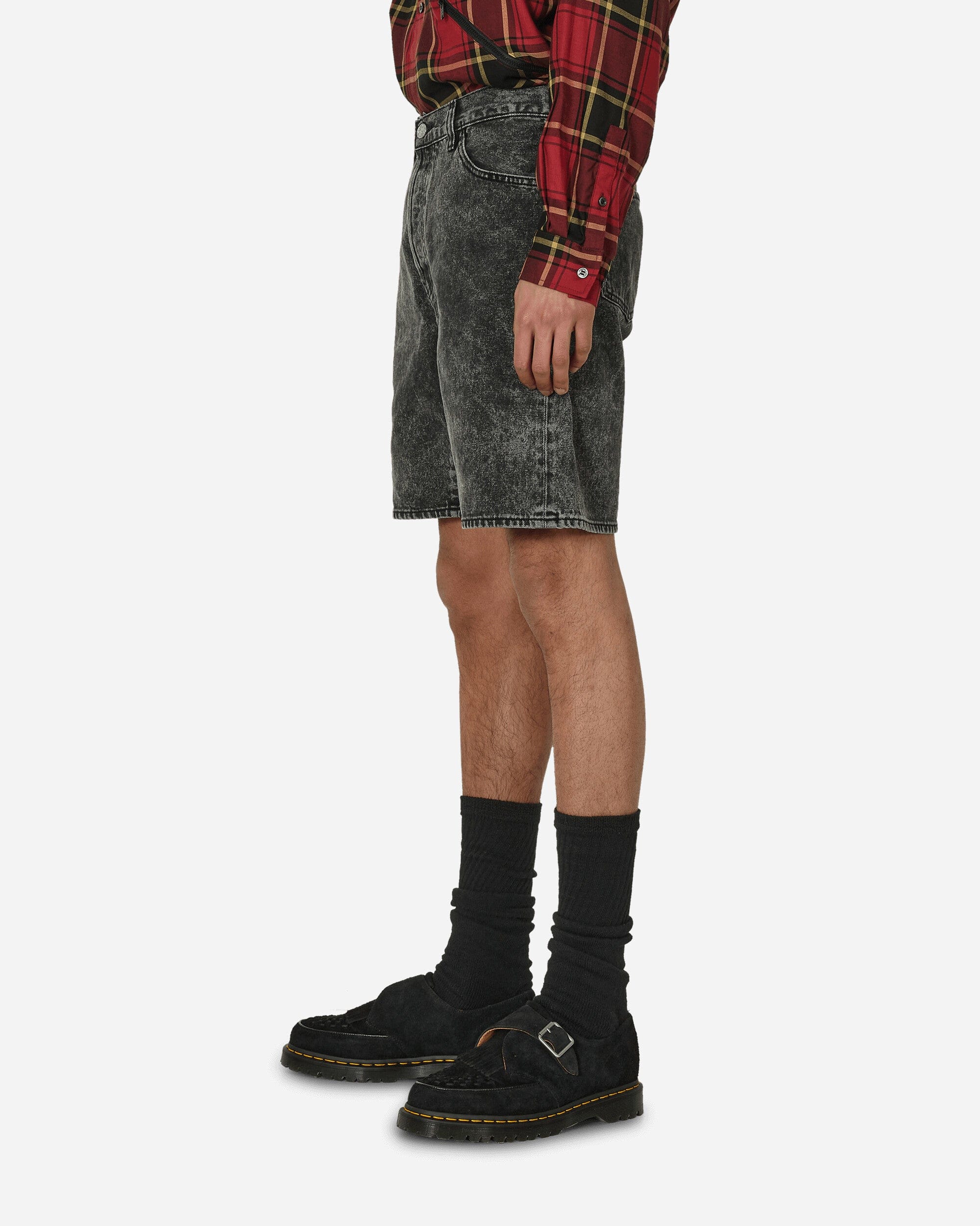 Aries Acid Wash Denim Shorts Black