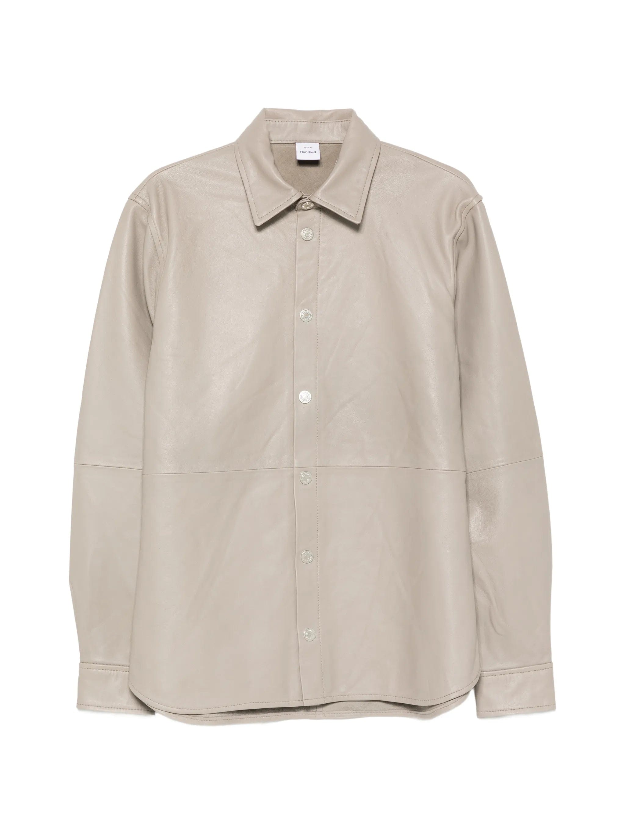 Won Hundred long - sleeve leather shirt