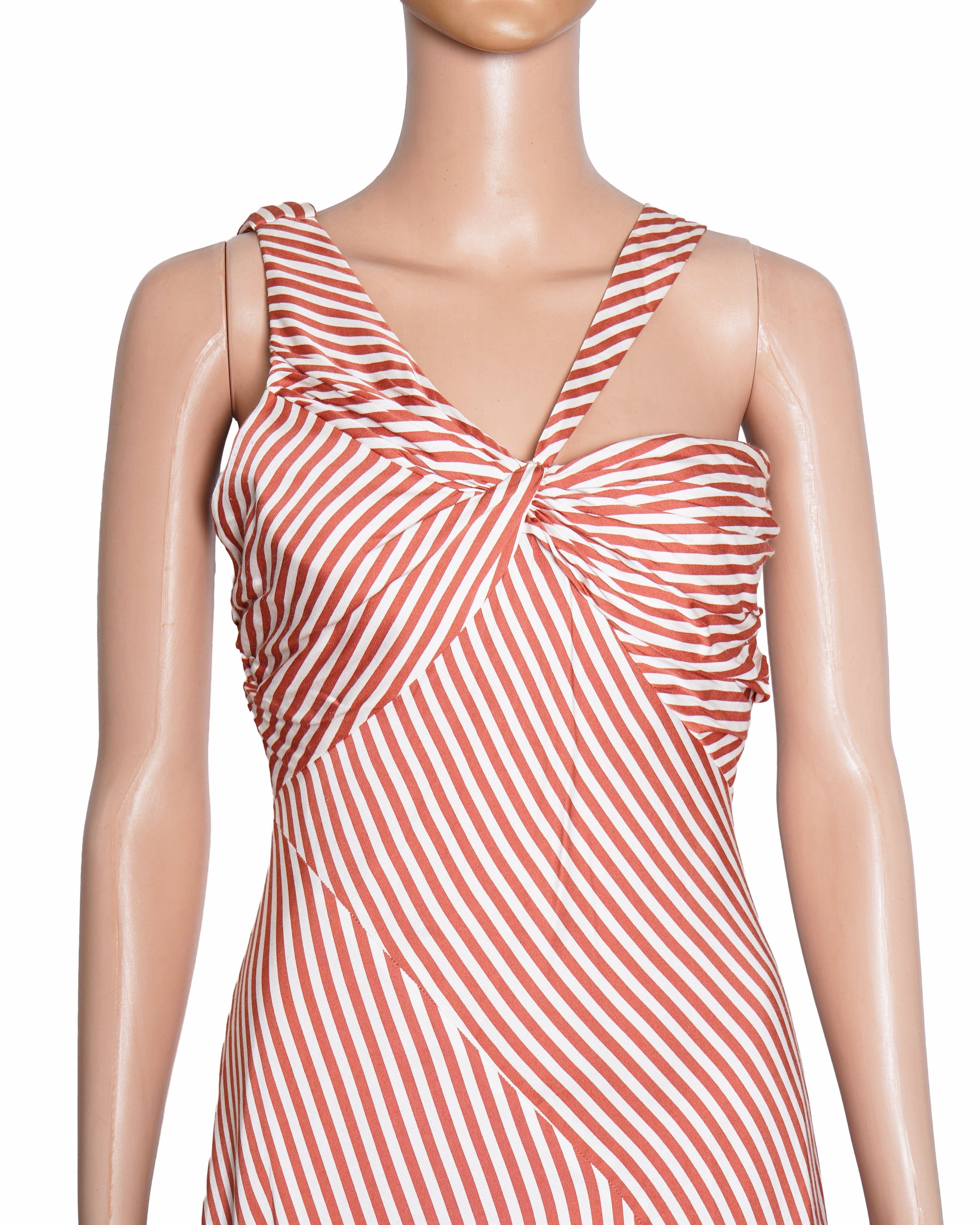 Simkhai Jonathan Simkhai Striped Twist Ruffle Dress
