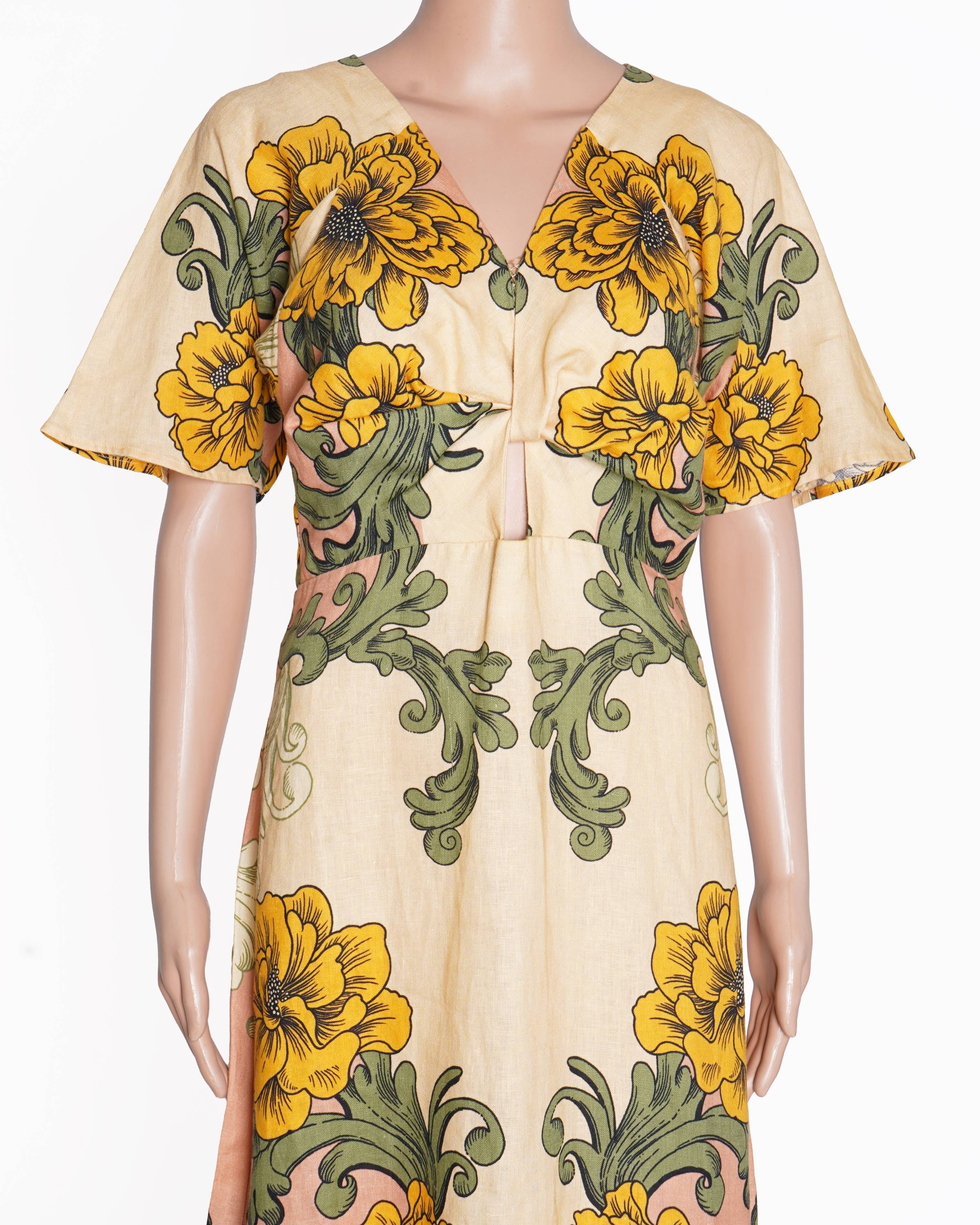FARM Rio New Farm Rio delicate flower linen midi dress