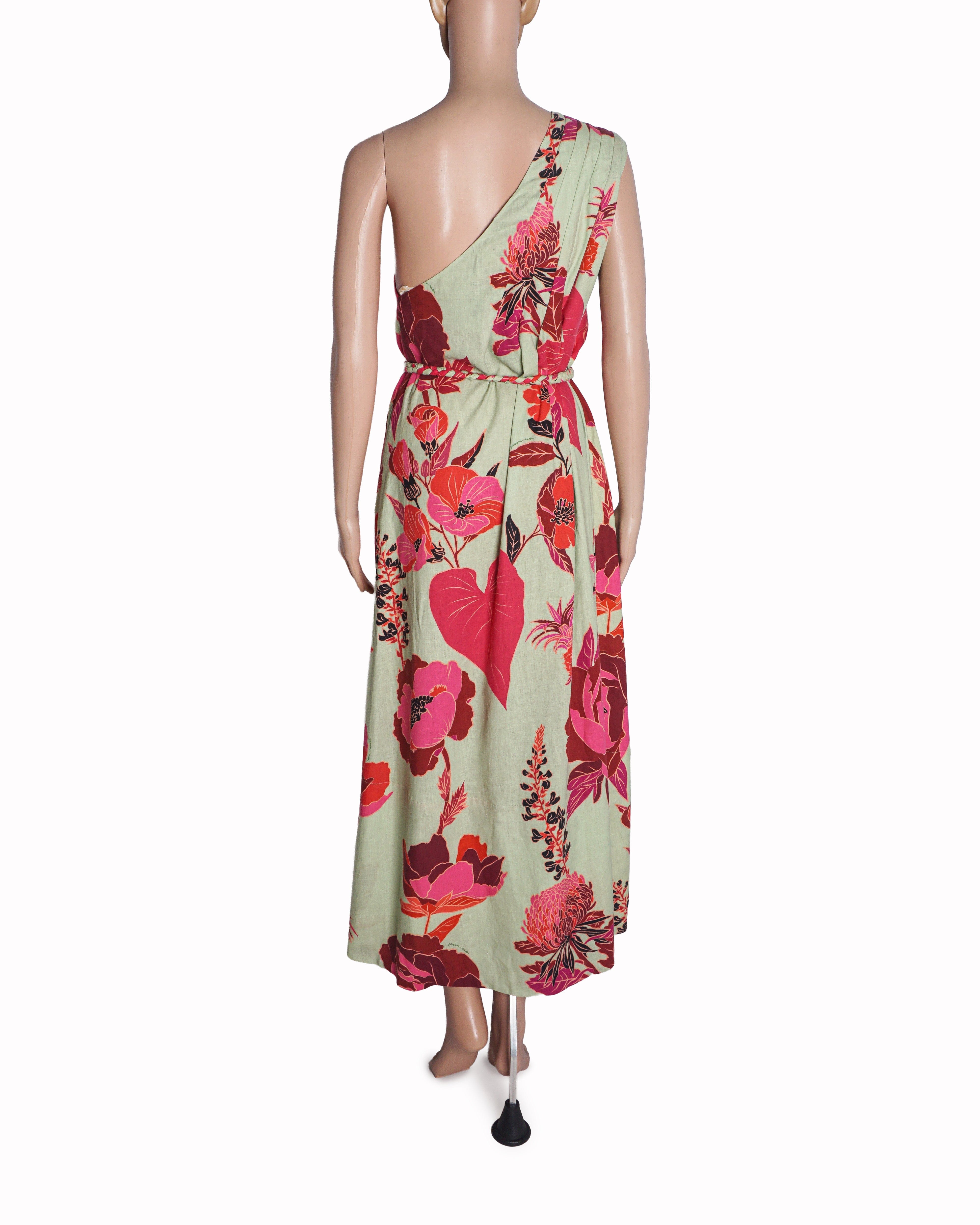 Farm Rio Green Fresh Garden One - Shoulder Maxi Dress