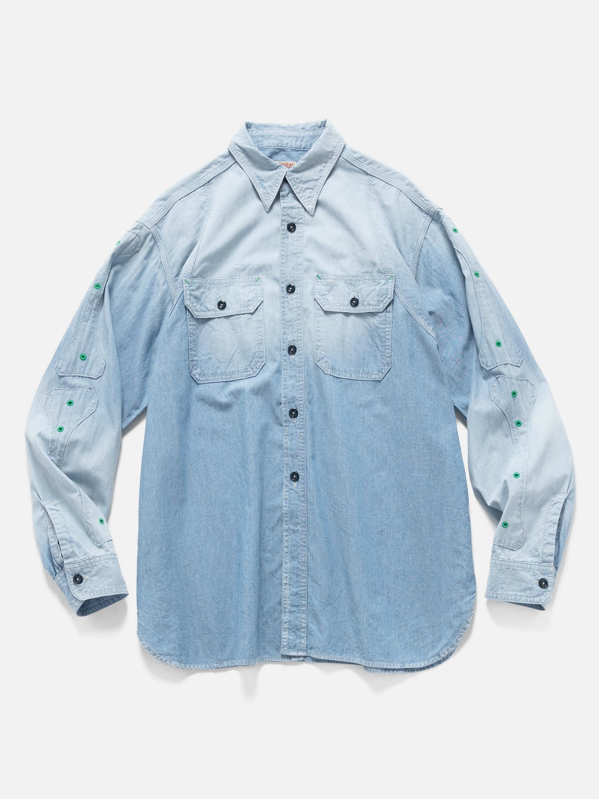 Kapital Chambray BONE Patch Ventilator Workshirt Sax