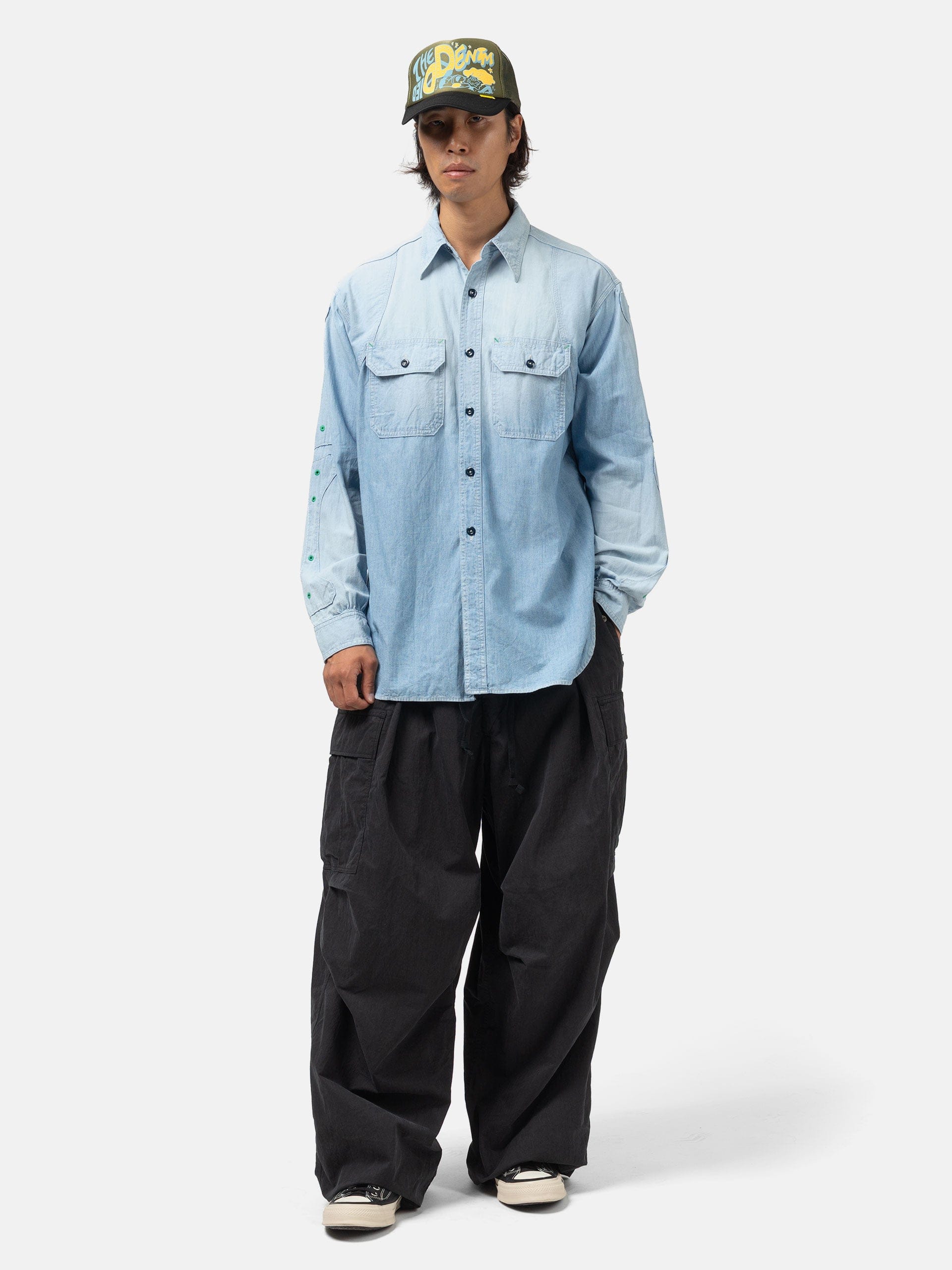 Kapital Chambray BONE Patch Ventilator Workshirt Sax