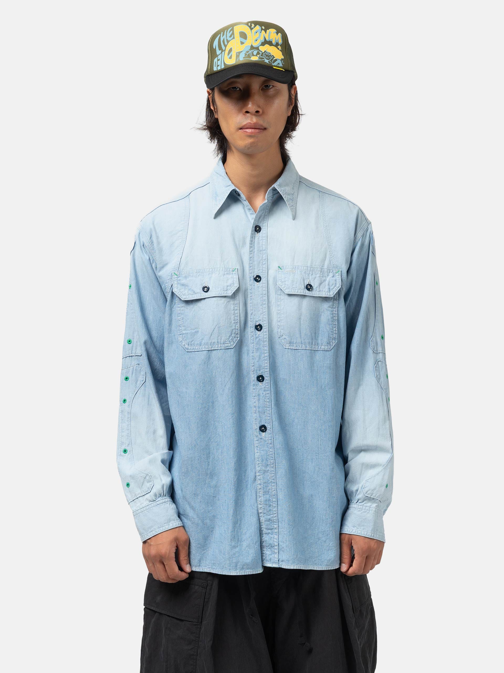 Kapital Chambray BONE Patch Ventilator Workshirt Sax