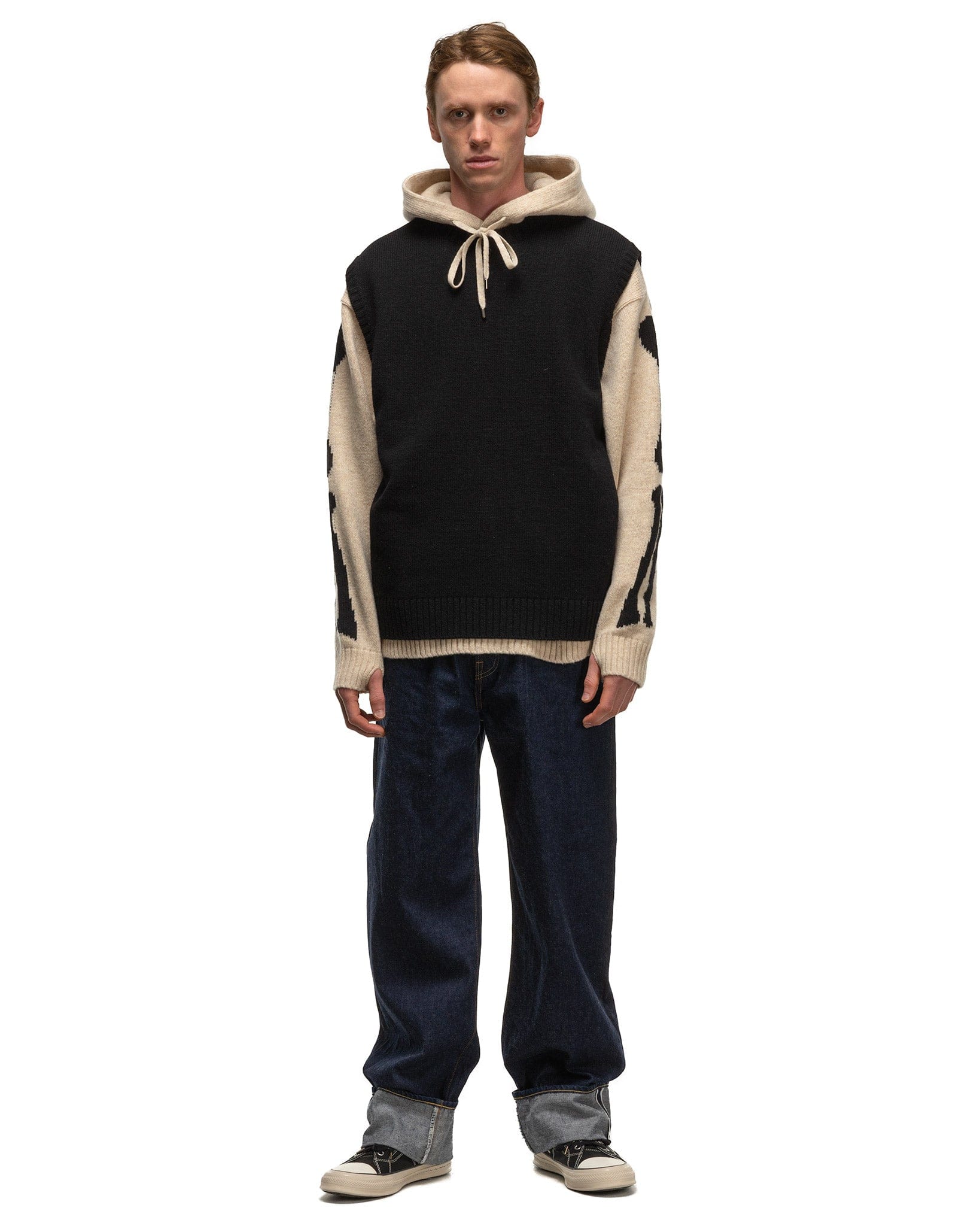 Kapital 5 g Wool BONE Vest Black