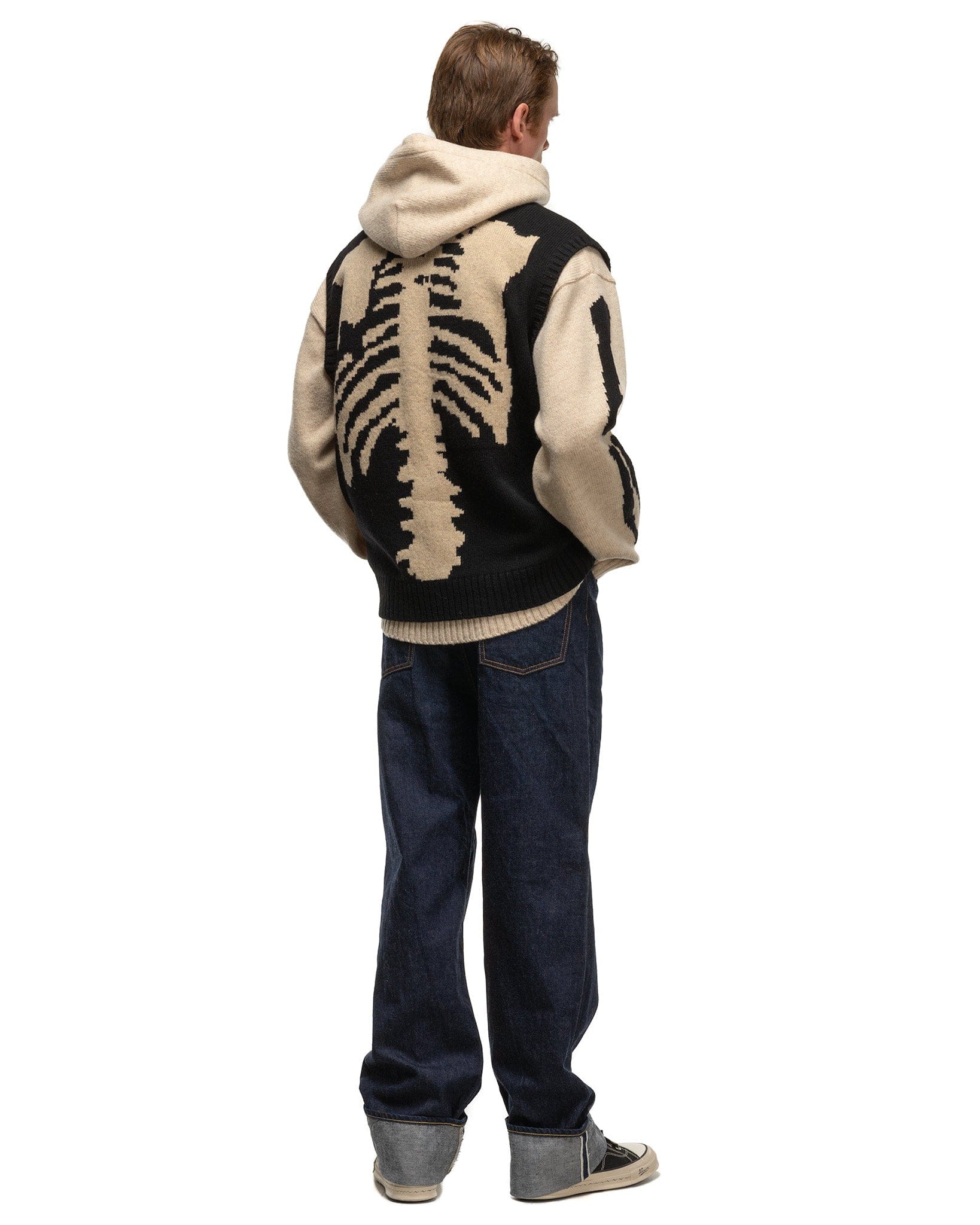 Kapital 5 g Wool BONE Vest Black