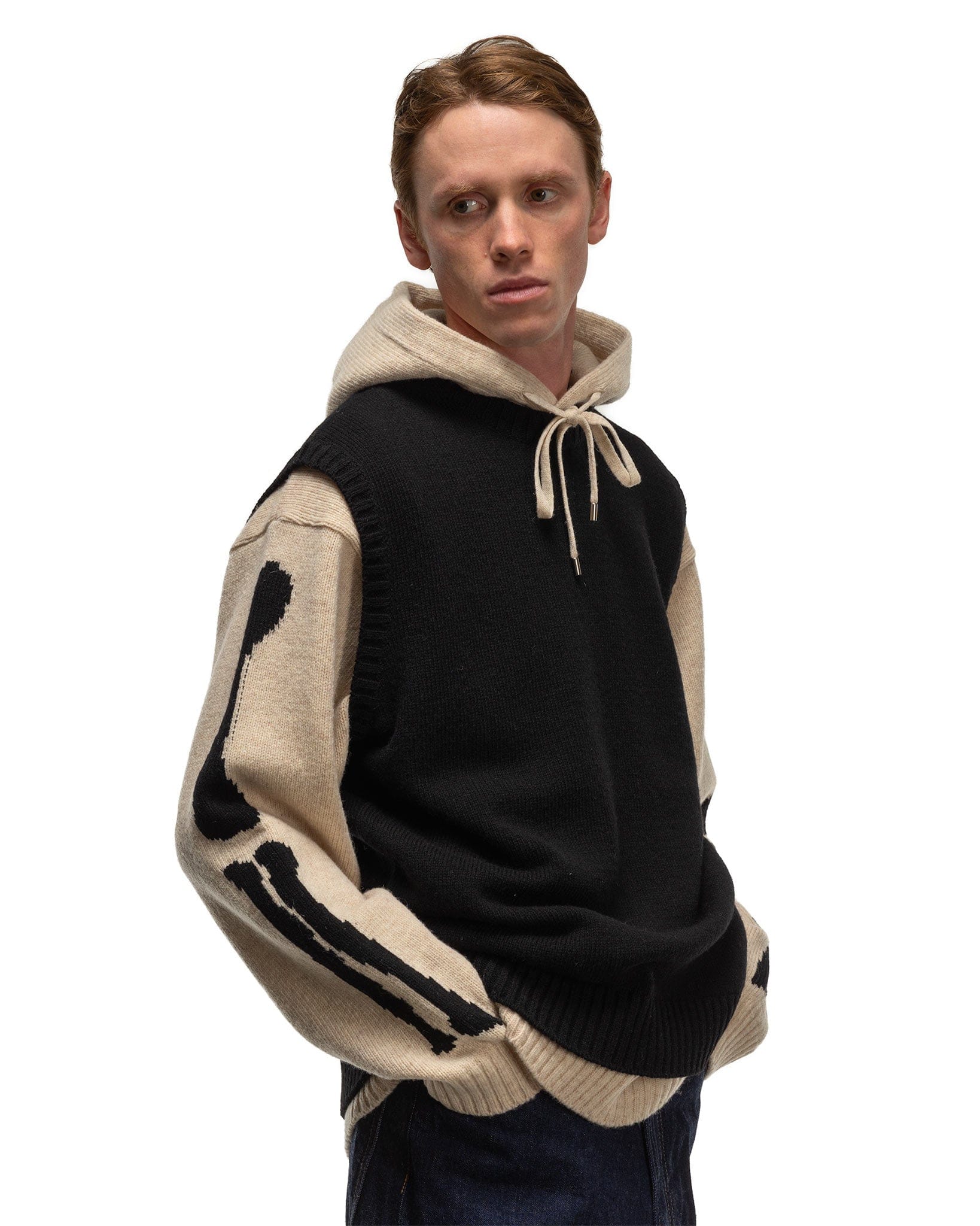 Kapital 5 g Wool BONE Vest Black