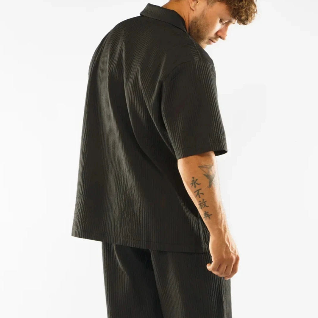 Presentedbyglobal Pleated Satin Shirt - Black