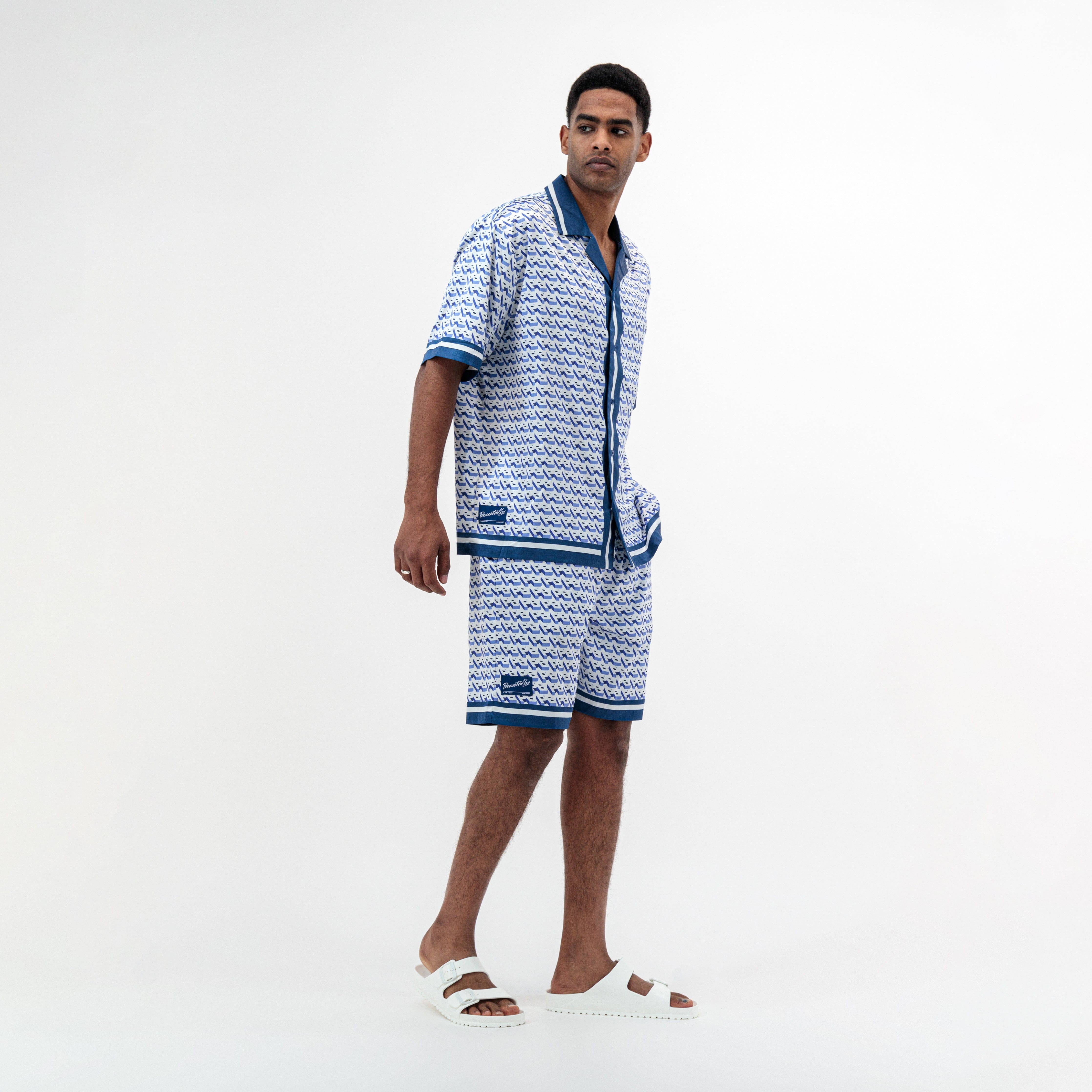 Blue Printed Resort Short - Royal Blue