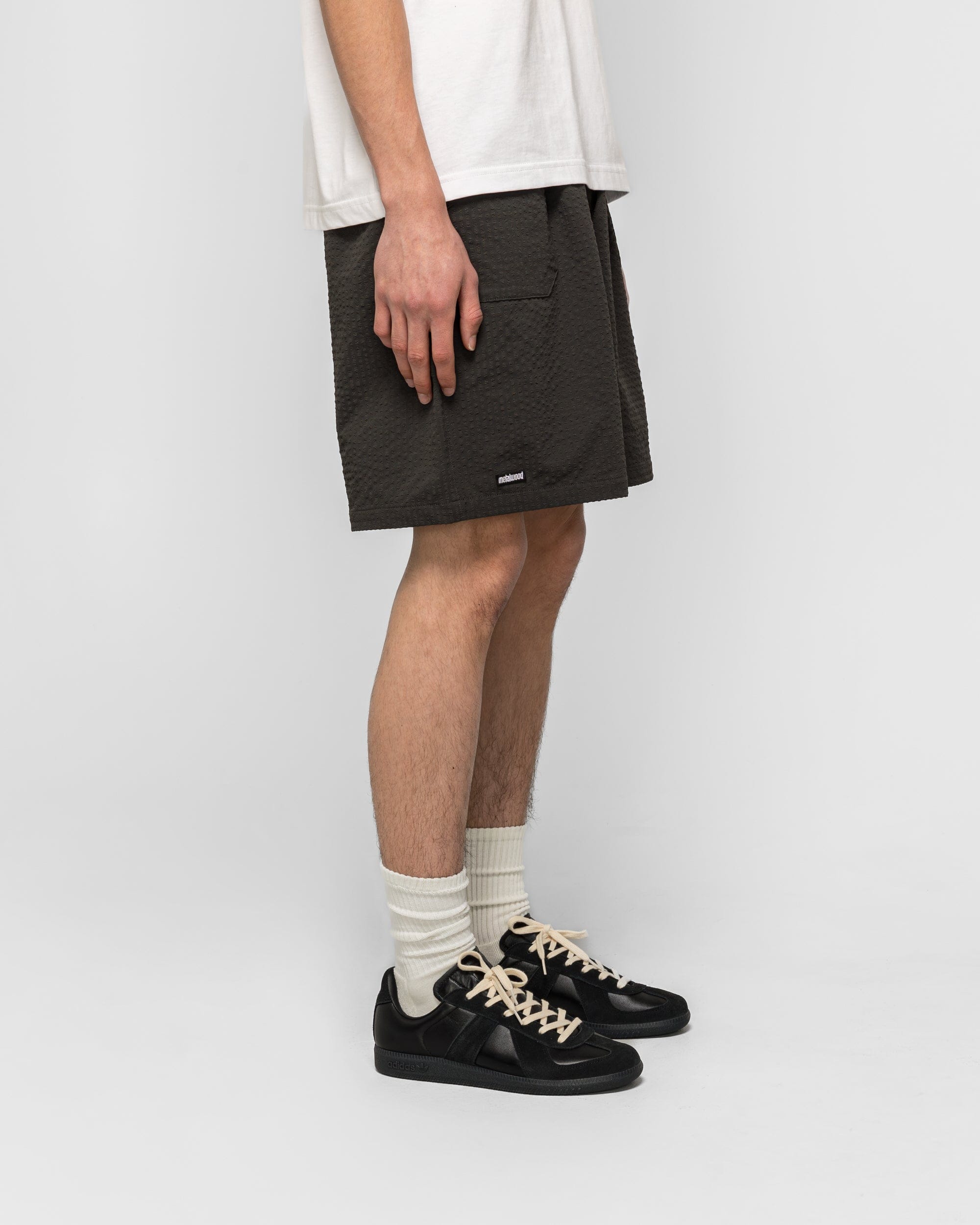 Metalwood Seersucker Spa Short - Black