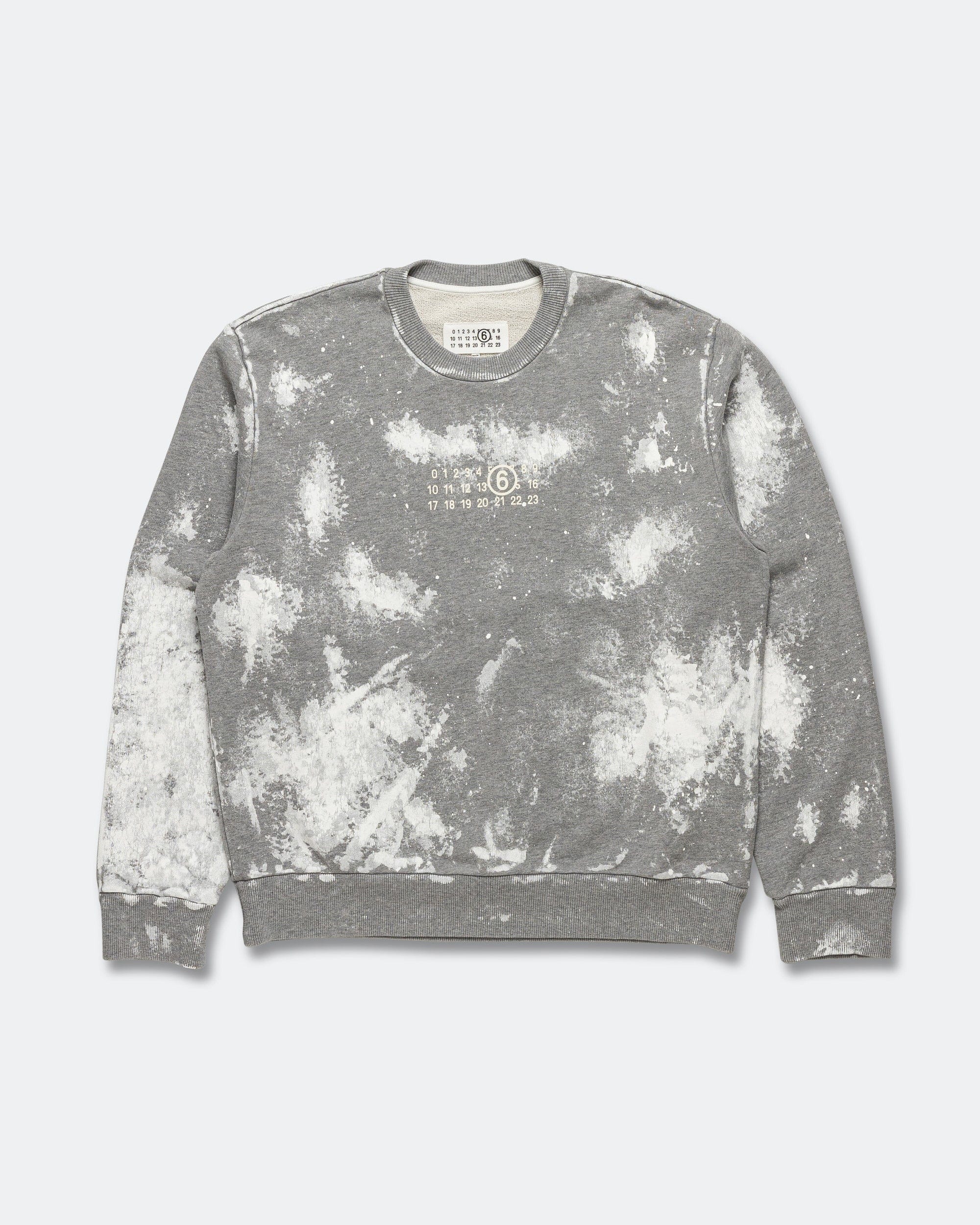 MM6 Unbrushed Numeric Crewneck - Grey Melange