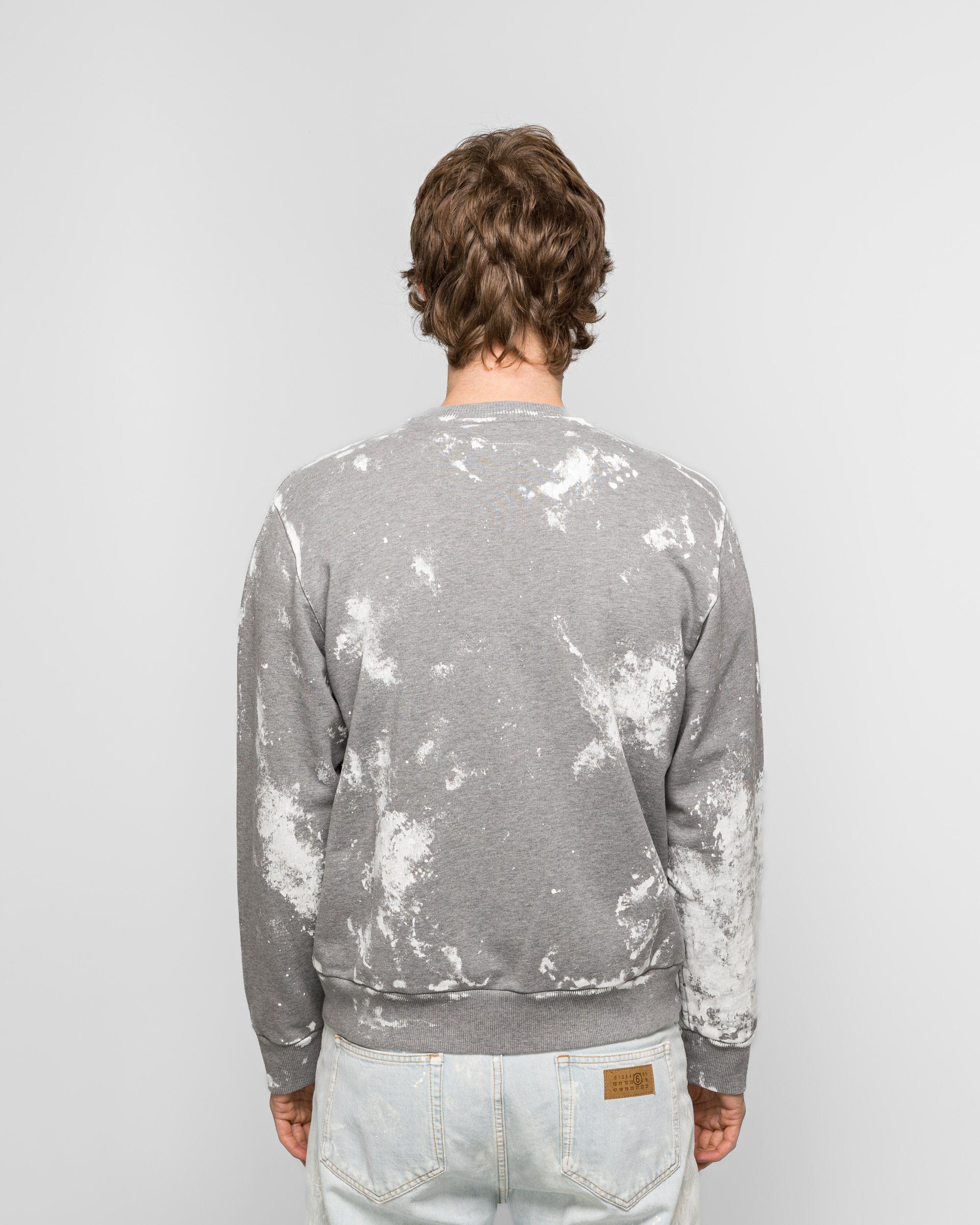 MM6 Unbrushed Numeric Crewneck - Grey Melange