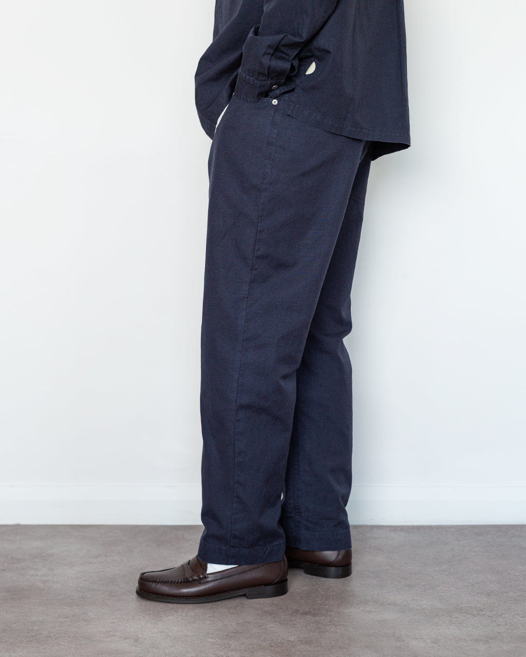 Folk Barrell Leg Jean - Midnight Slub Linen