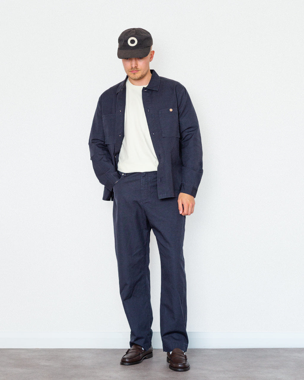 Folk Barrell Leg Jean - Midnight Slub Linen