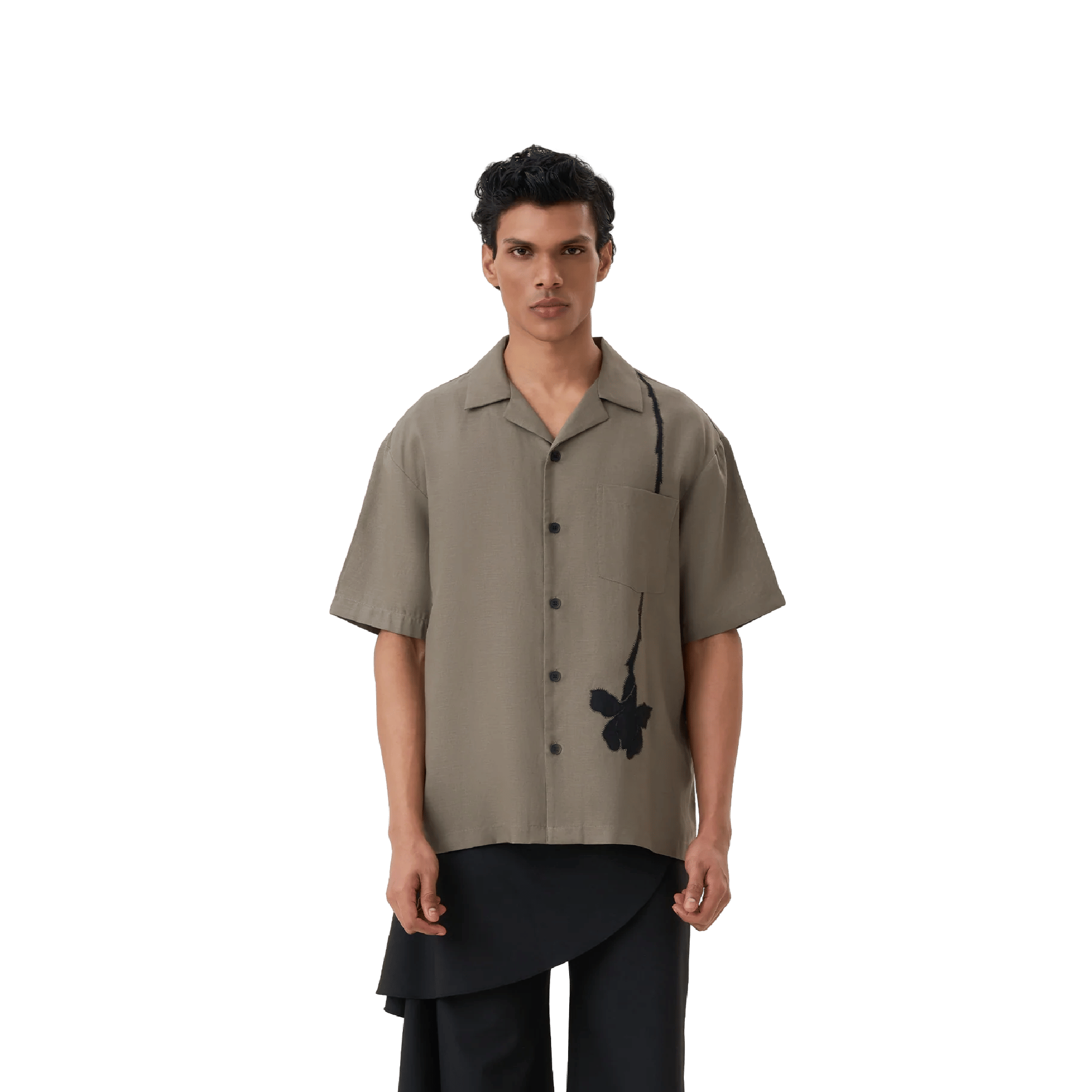 Polite Society Hand Applique Bowling Shirt (Green)