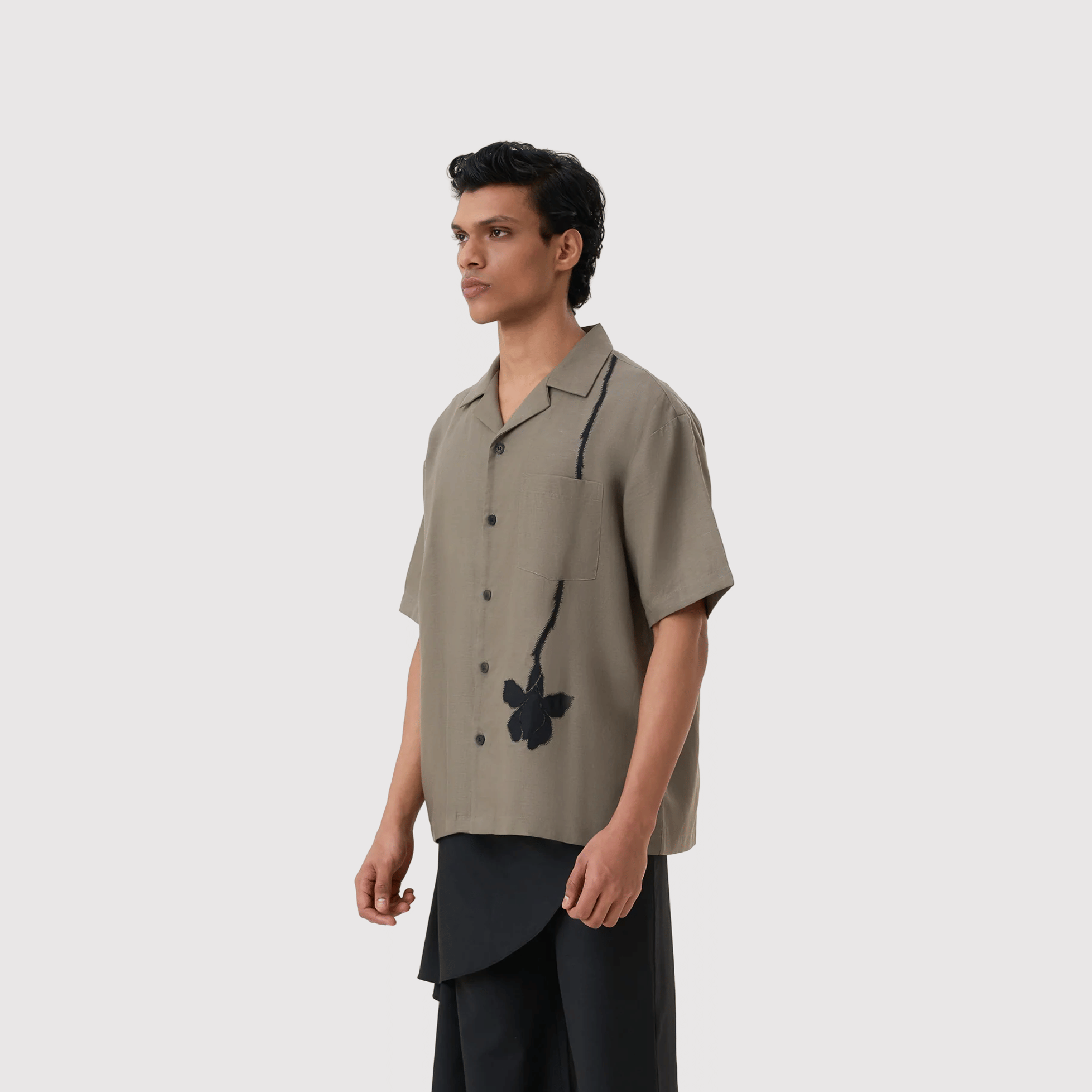Polite Society Hand Applique Bowling Shirt (Green)
