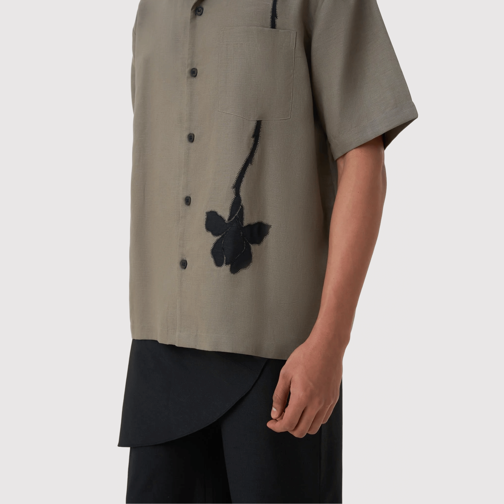 Polite Society Hand Applique Bowling Shirt (Green)