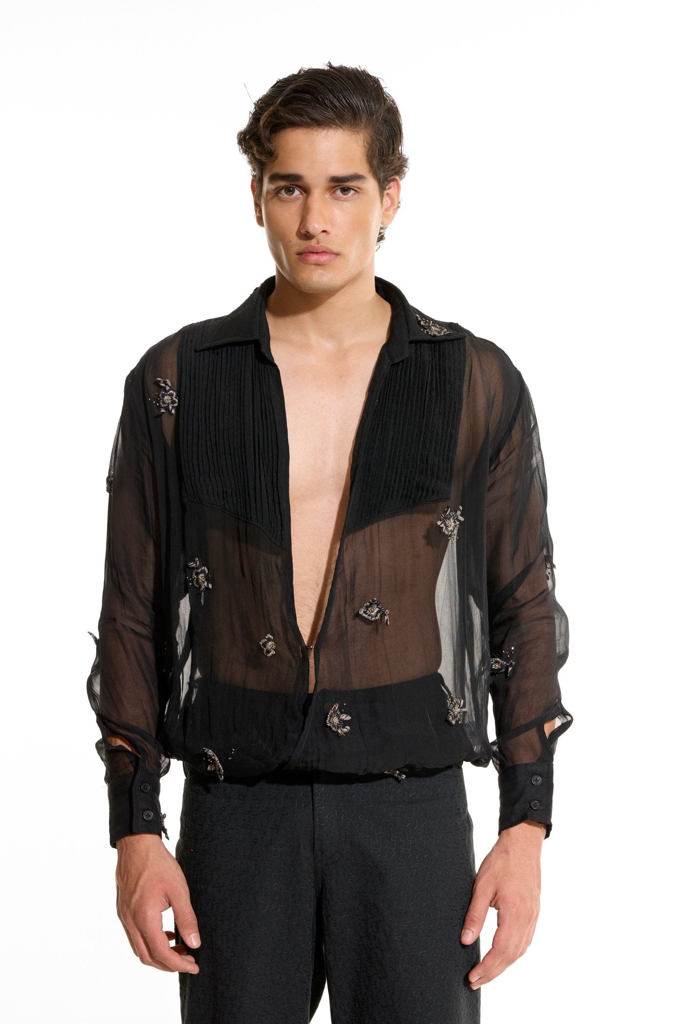 F A R A K Organza Black Shirt