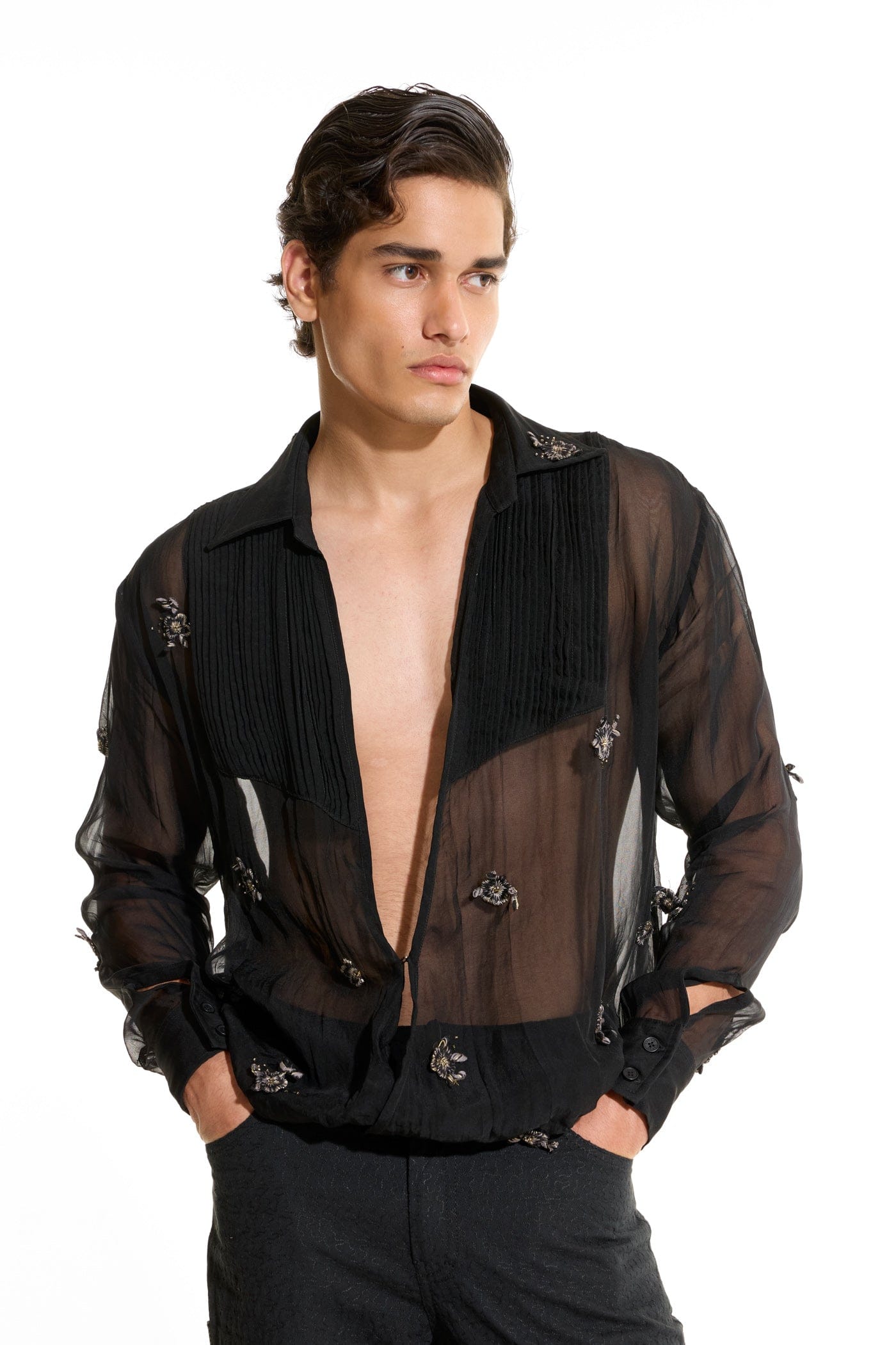 F A R A K Organza Black Shirt