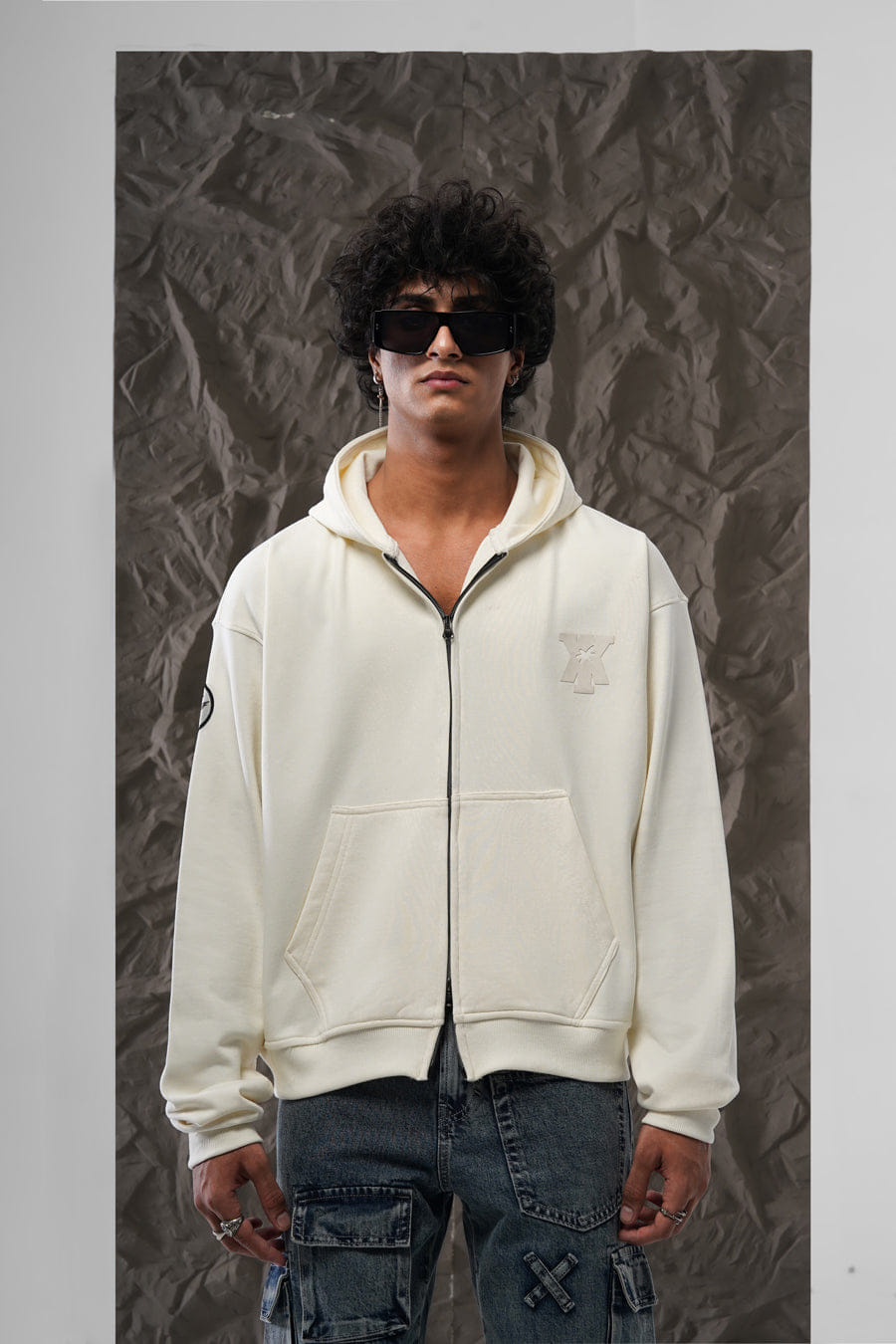 Y*all STAMP ZIP UP HOODIE – OFF WHITE