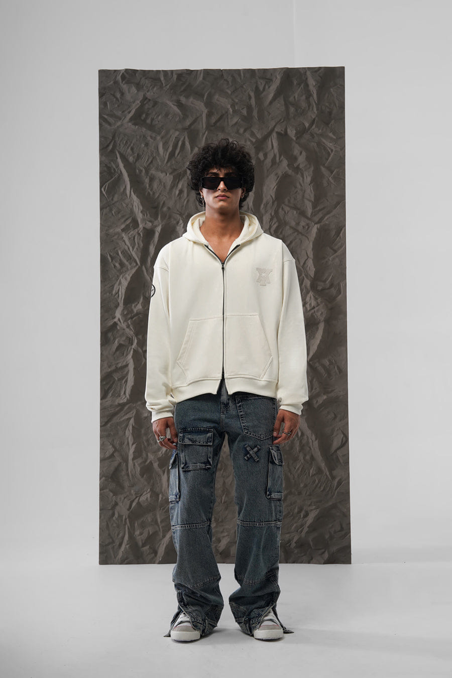 Y*all STAMP ZIP UP HOODIE – OFF WHITE