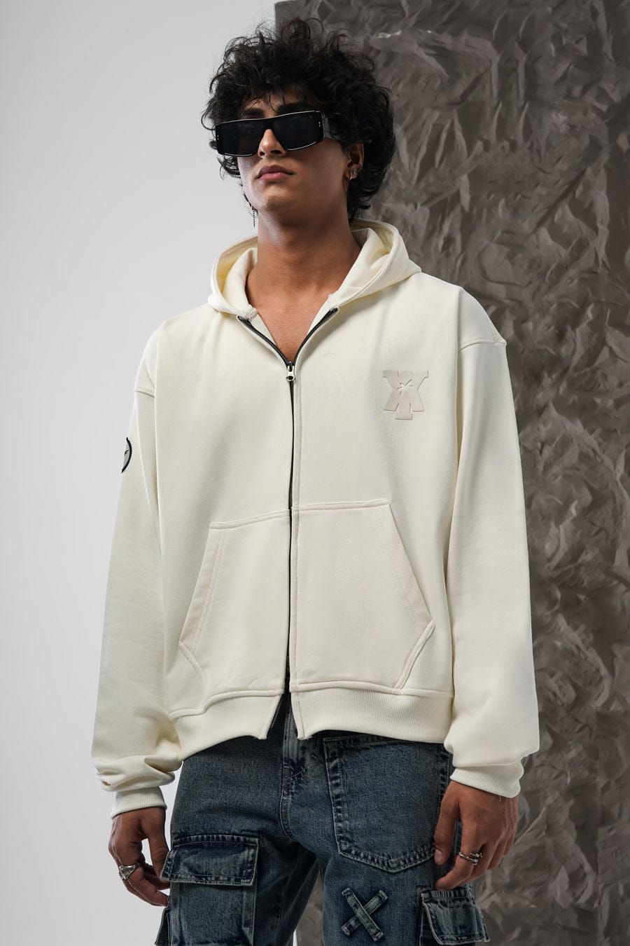 Y*all STAMP ZIP UP HOODIE – OFF WHITE