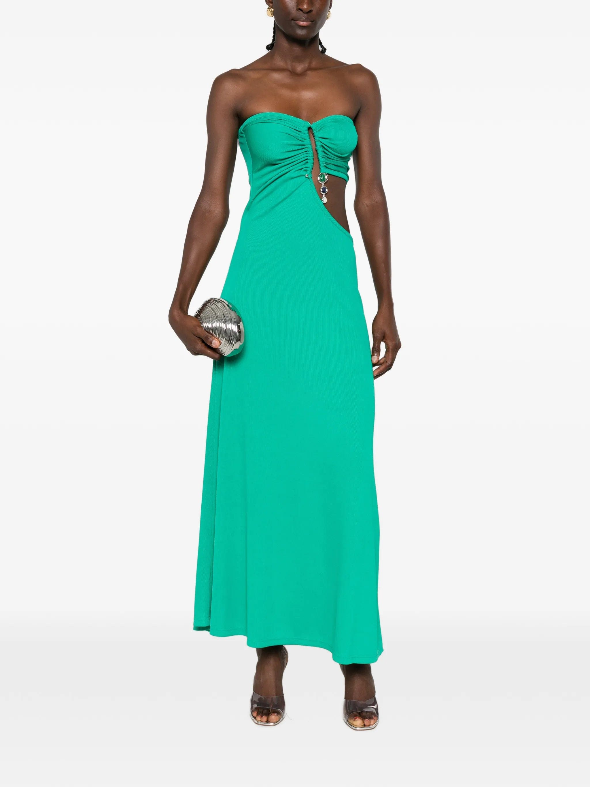 Christopher Esber crystal - pendant strapless maxi dress