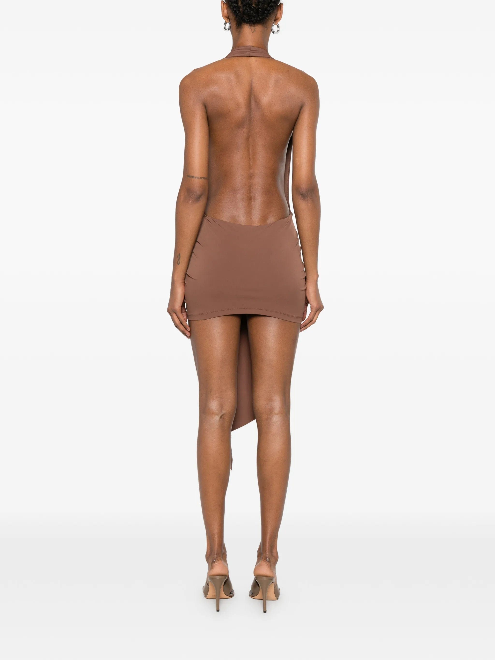 Christopher Esber Pierced Orbit V - neck mini dress