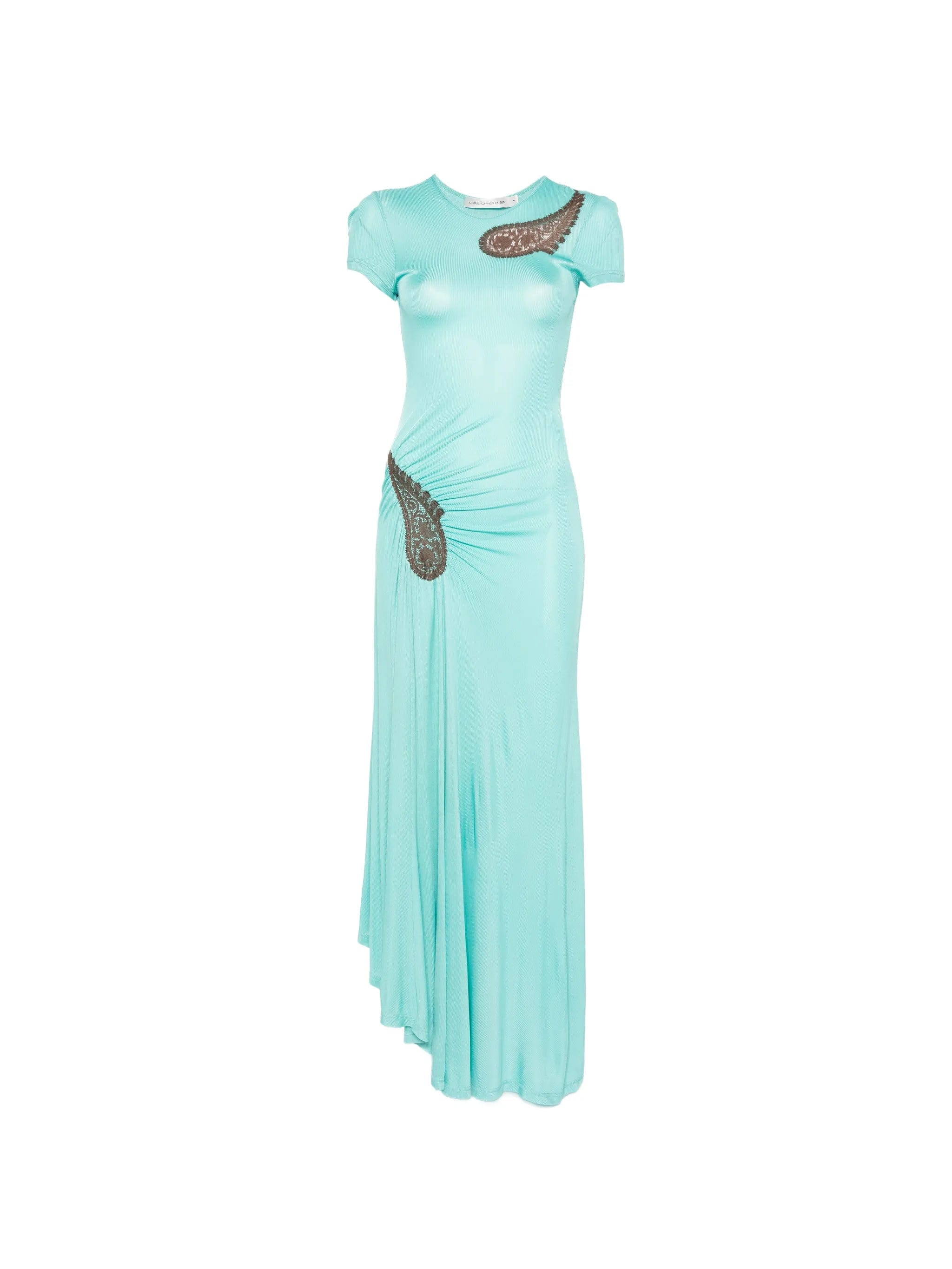 Christopher Esber paisley - lace ribbed dress