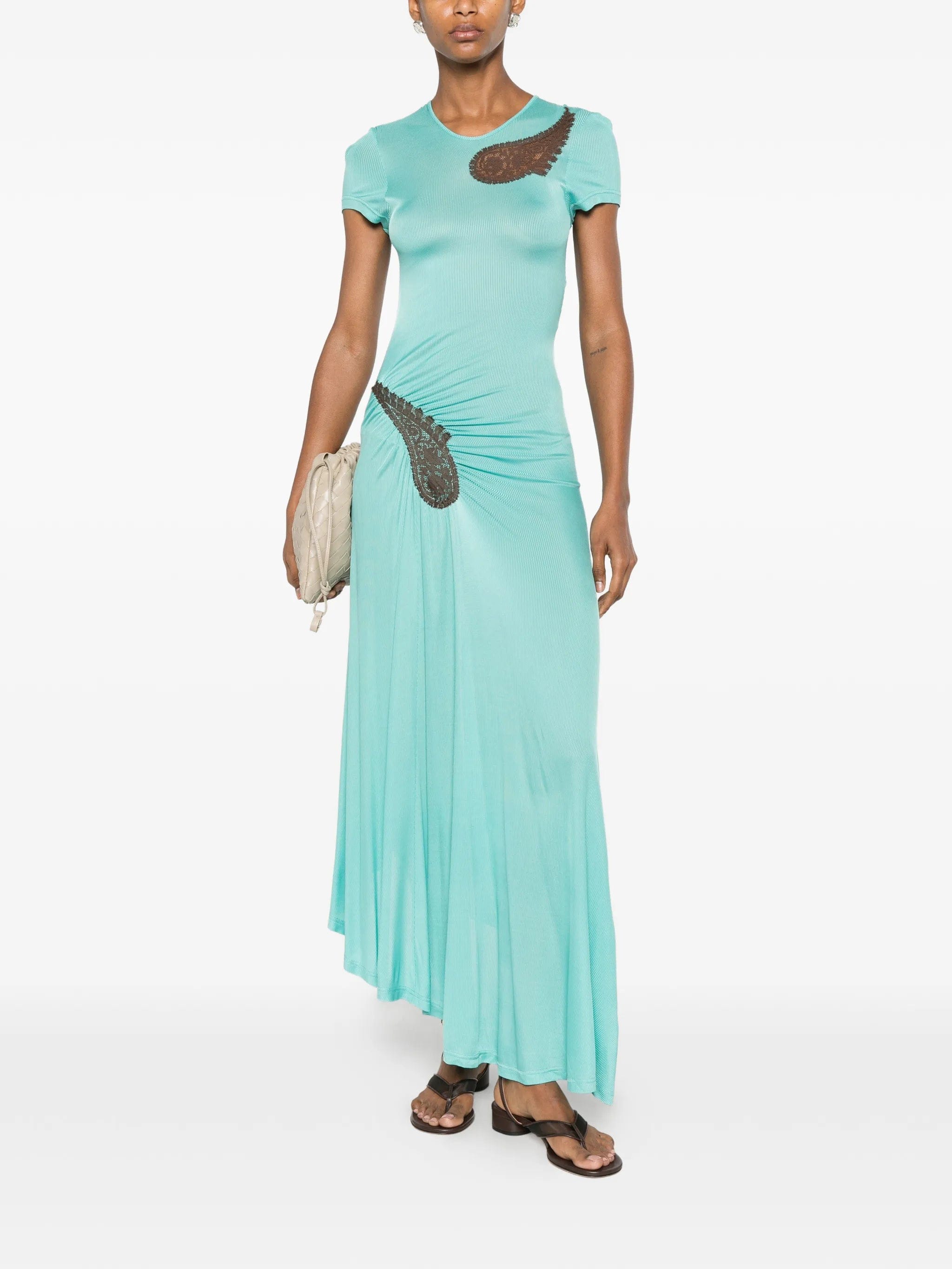 Christopher Esber paisley - lace ribbed dress