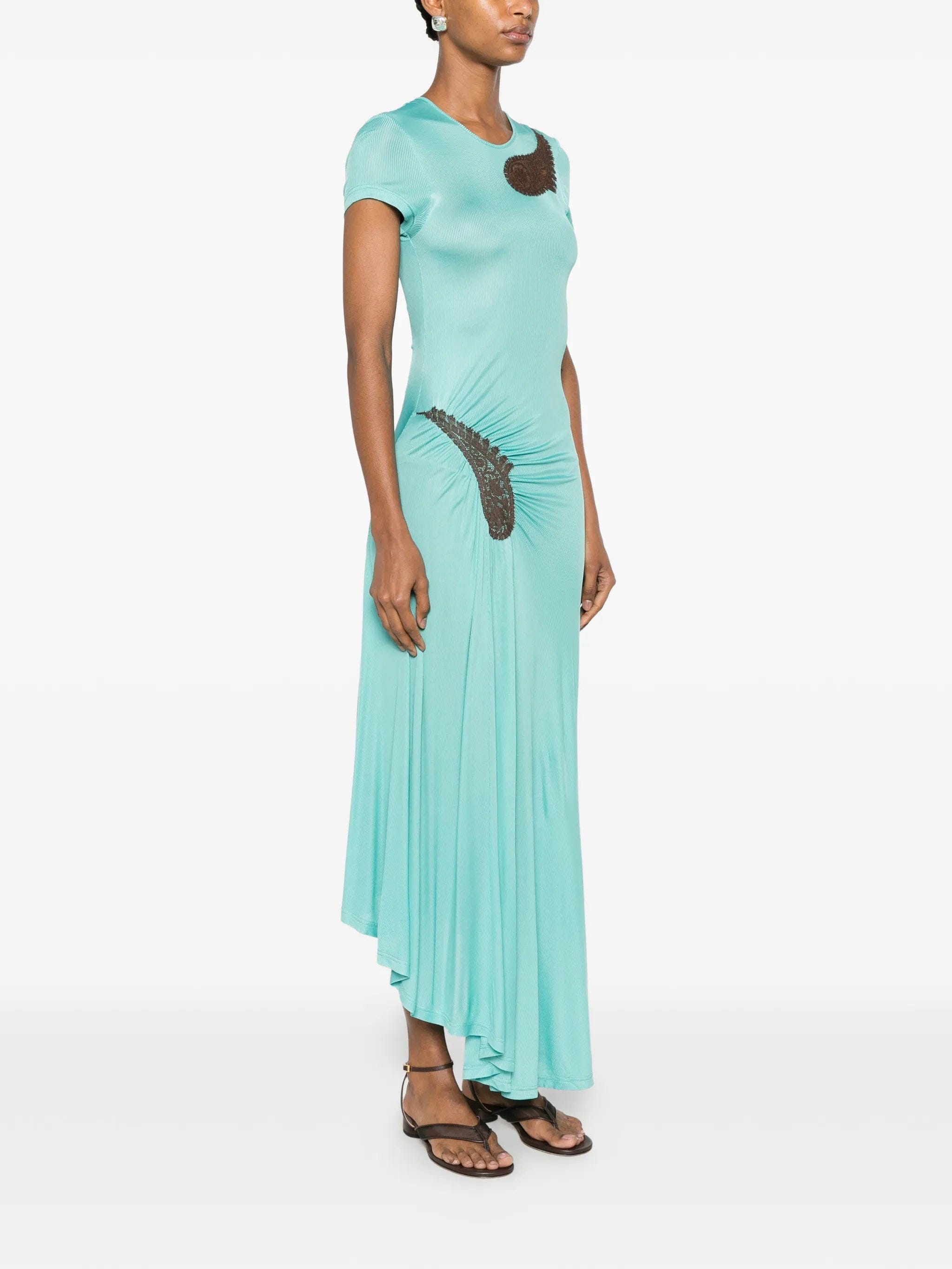 Christopher Esber paisley - lace ribbed dress