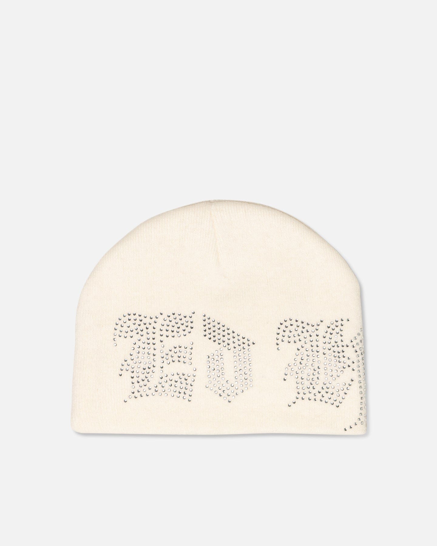 Ed Hardy Rhinestone Beanie Off White