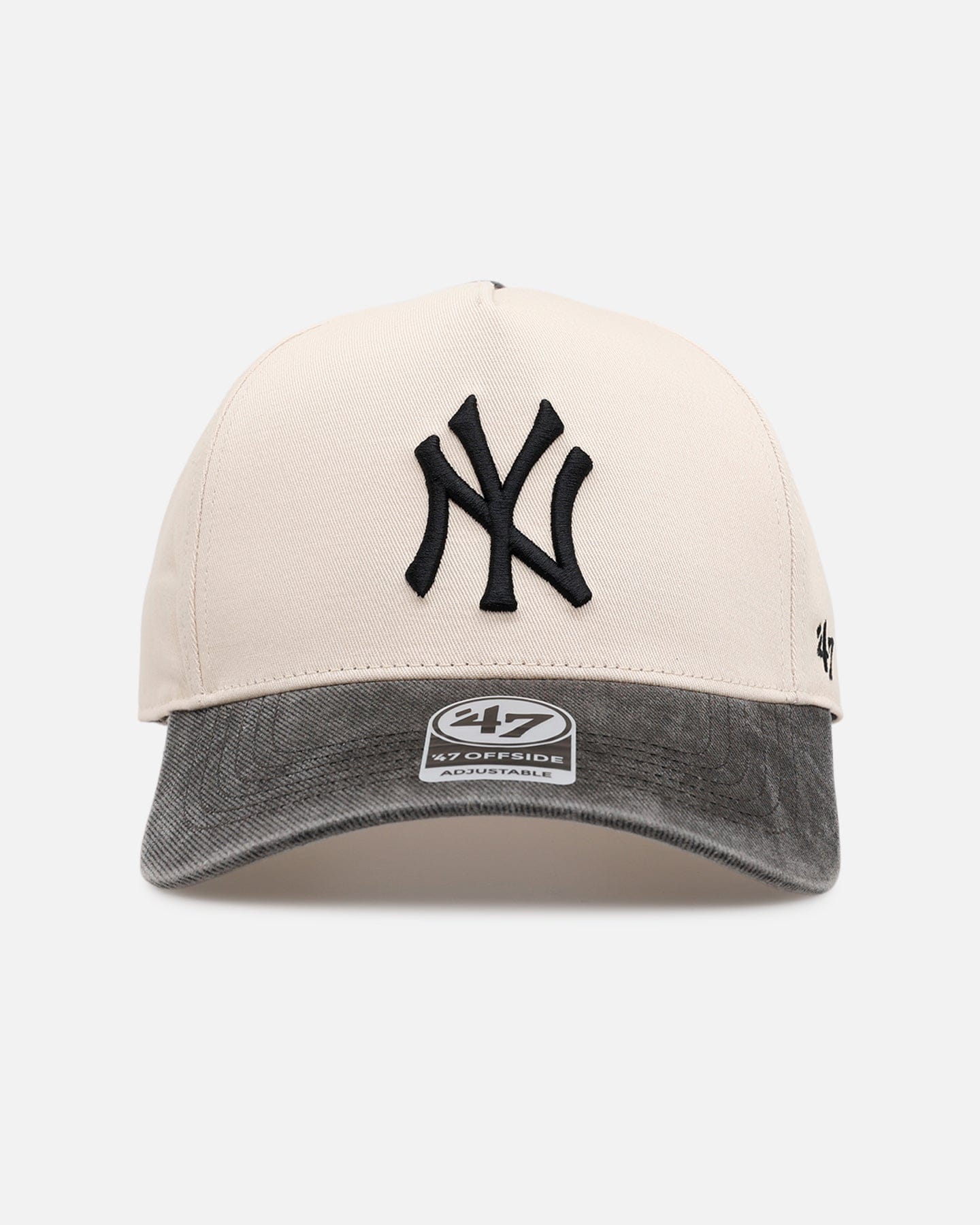 47 Brand New York Yankees Washed Black Visor 47 Offside Snapback Natural