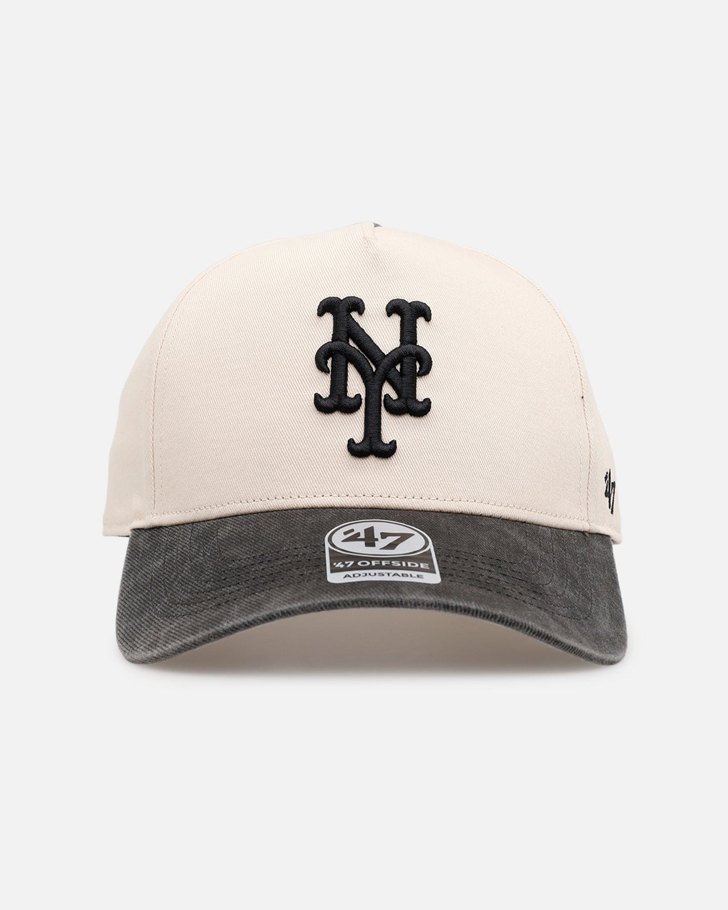 47 Brand New York Mets Washed Black Visor 47 Offside Snapback Natural