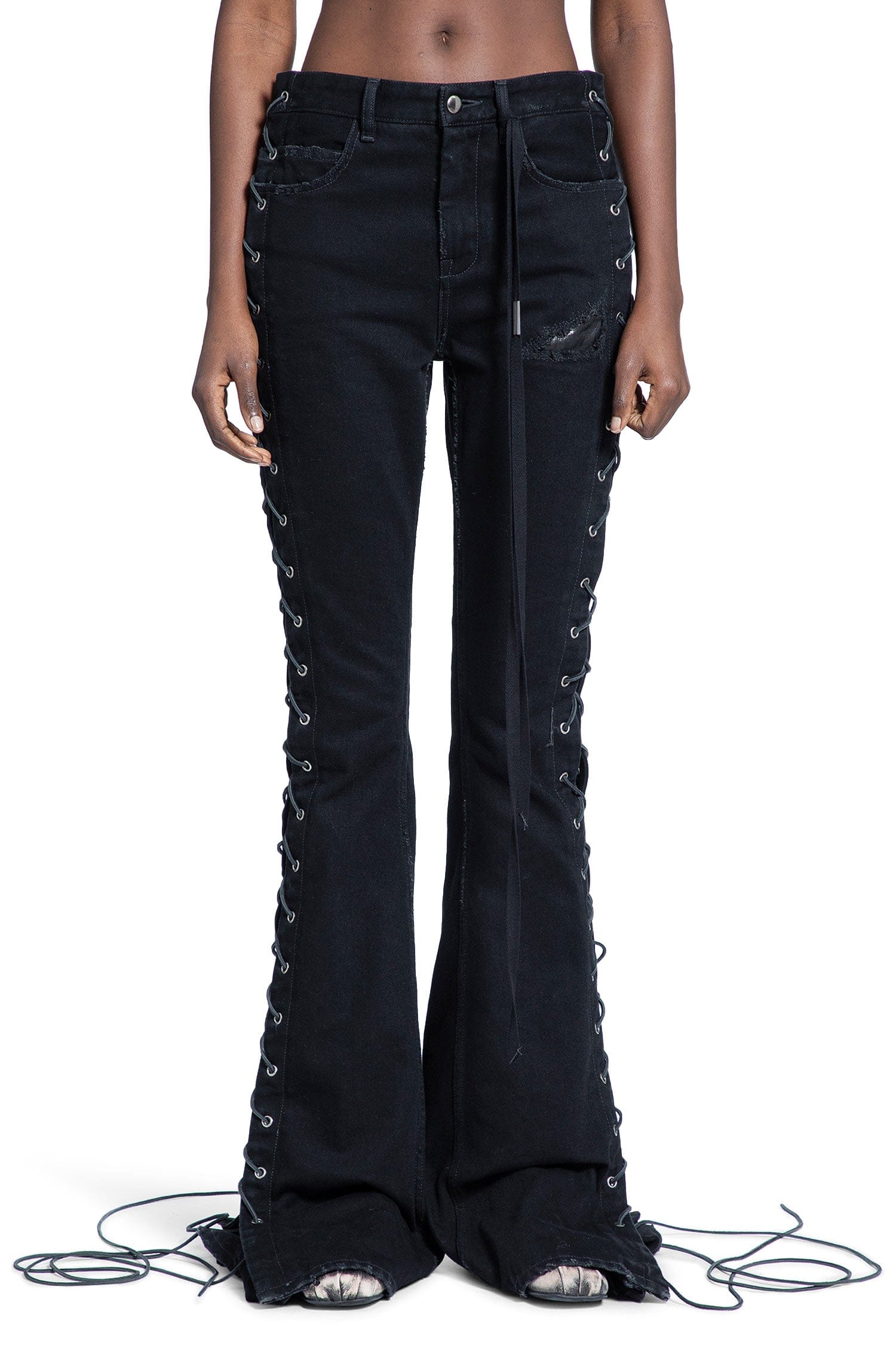 ANN Demeulemeester Treze Lace - Up Bootcut Jeans