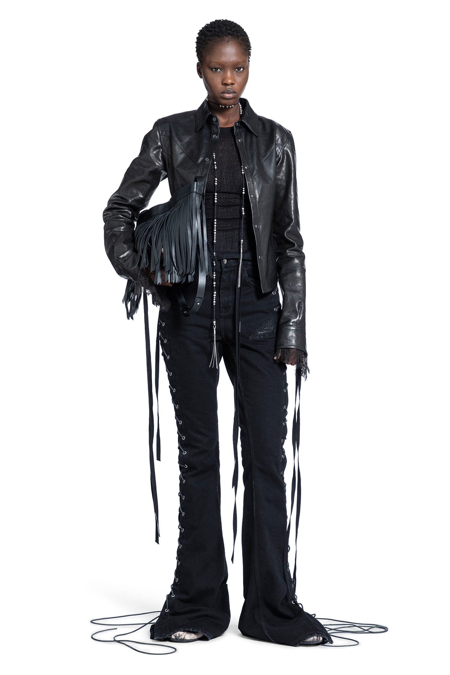 ANN Demeulemeester Treze Lace - Up Bootcut Jeans